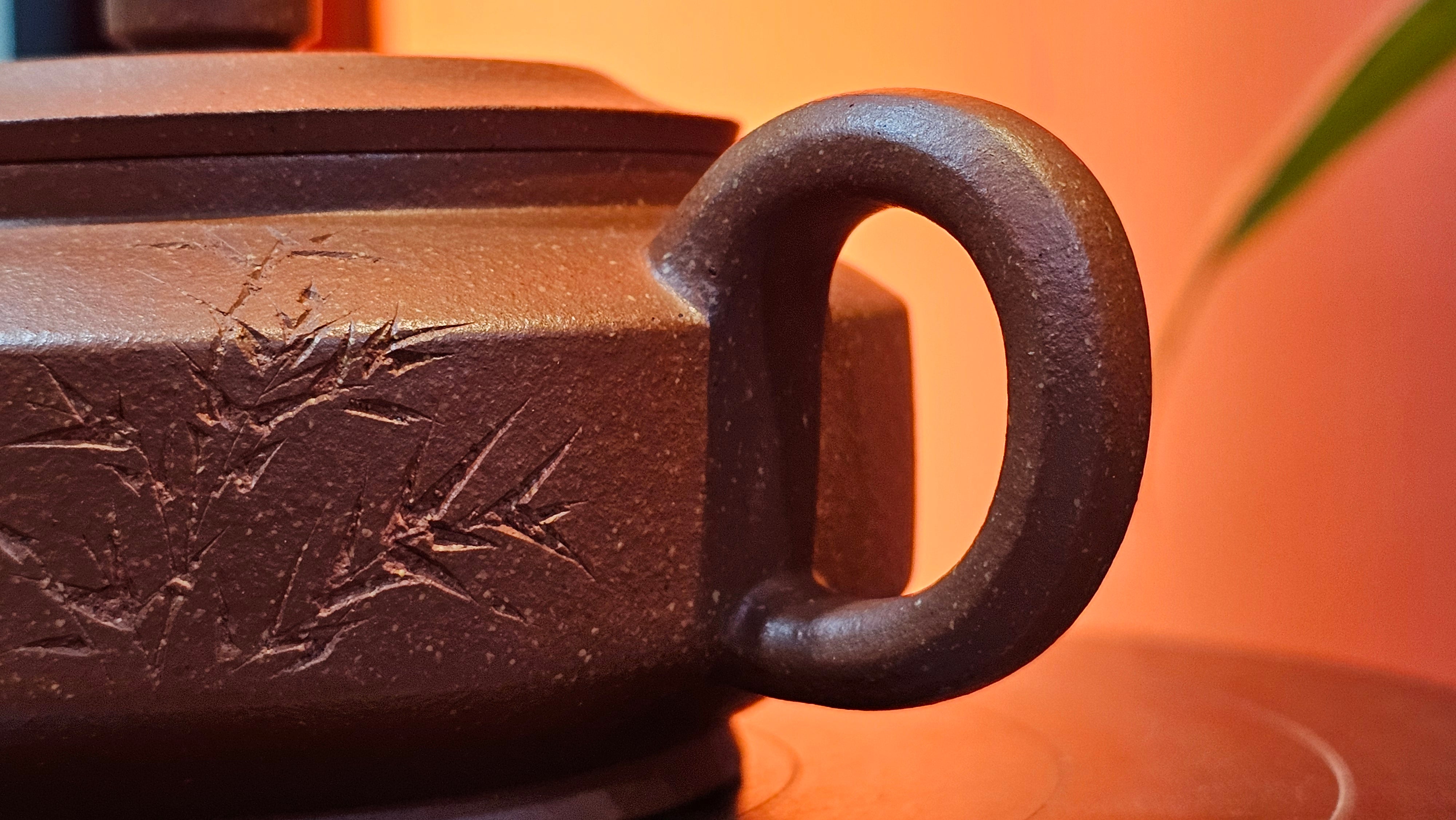 Zhou Pan《周盘》, 166.8ml, Hong Jiang Po Ni 红降坡泥, by Craftsman Zhu Shu 朱舒!~Engraving of Bamboos and Verse by Craftsman Mu Shan 牧山 ~!Congratulations!to Mr C.B., 0117hrs 13th Oct 2025. Inglewood! CA.