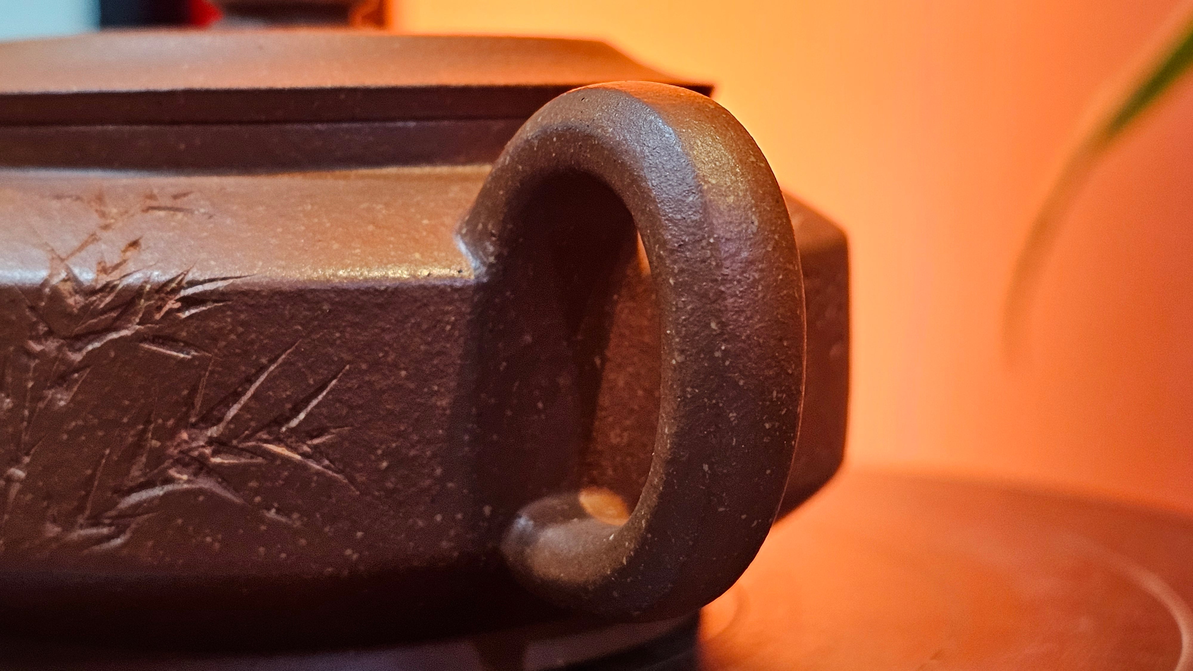 Zhou Pan《周盘》, 166.8ml, Hong Jiang Po Ni 红降坡泥, by Craftsman Zhu Shu 朱舒!~Engraving of Bamboos and Verse by Craftsman Mu Shan 牧山 ~!Congratulations!to Mr C.B., 0117hrs 13th Oct 2025. Inglewood! CA.