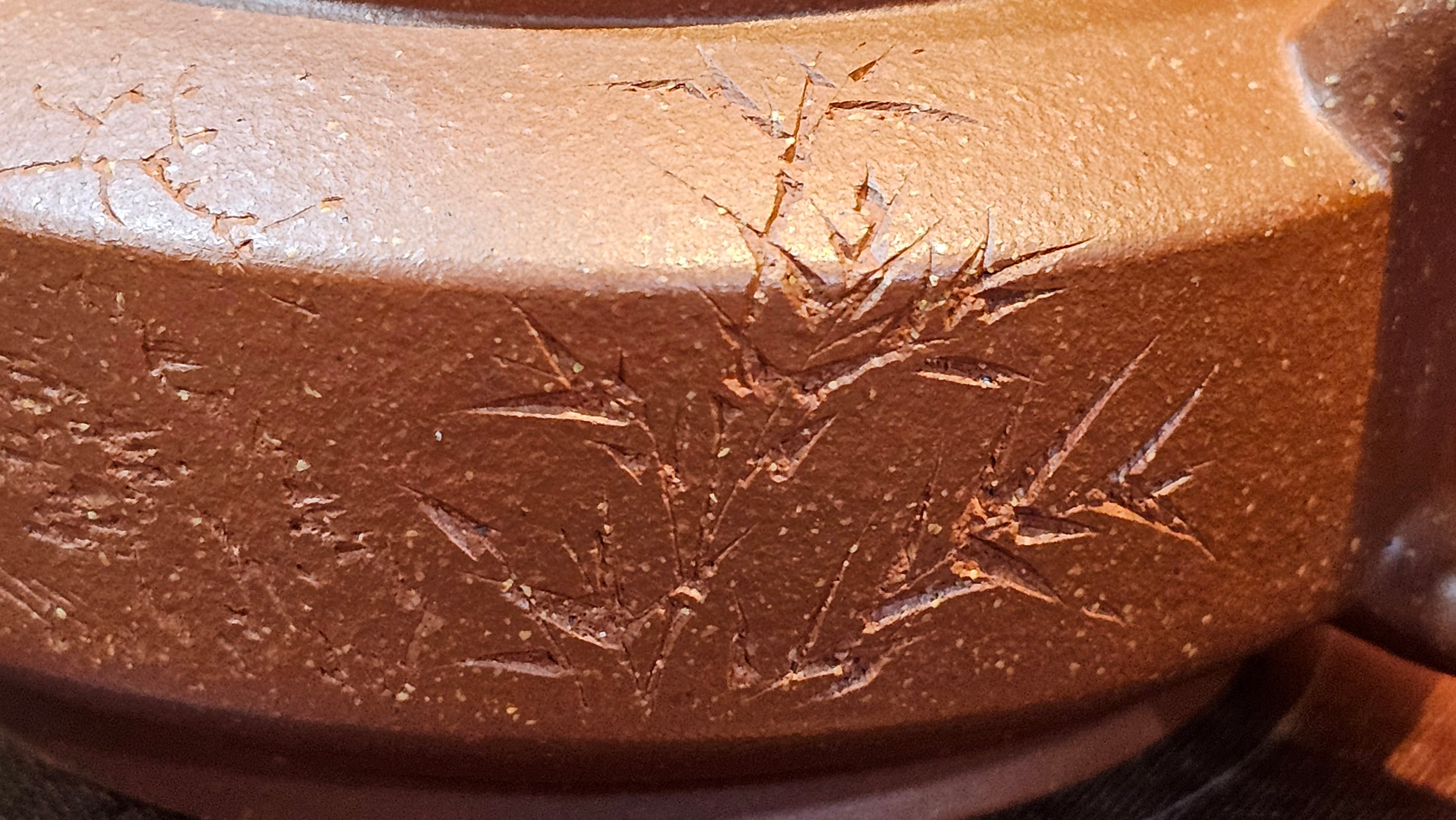 Zhou Pan《周盘》, 166.8ml, Hong Jiang Po Ni 红降坡泥, by Craftsman Zhu Shu 朱舒!~Engraving of Bamboos and Verse by Craftsman Mu Shan 牧山 ~!Congratulations!to Mr C.B., 0117hrs 13th Oct 2025. Inglewood! CA.