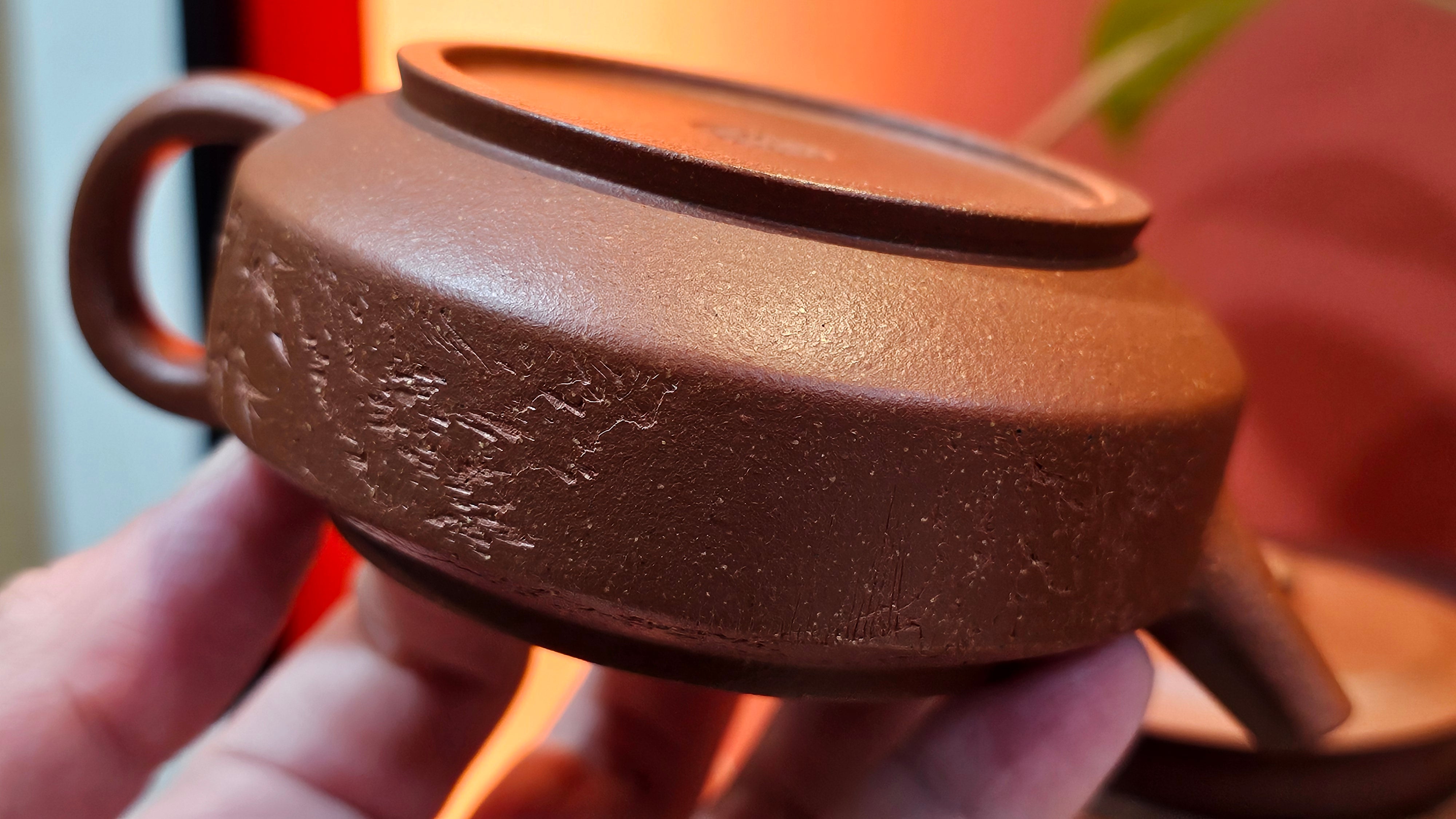 Zhou Pan《周盘》, 166.8ml, Hong Jiang Po Ni 红降坡泥, by Craftsman Zhu Shu 朱舒!~Engraving of Bamboos and Verse by Craftsman Mu Shan 牧山 ~!Congratulations!to Mr C.B., 0117hrs 13th Oct 2025. Inglewood! CA.