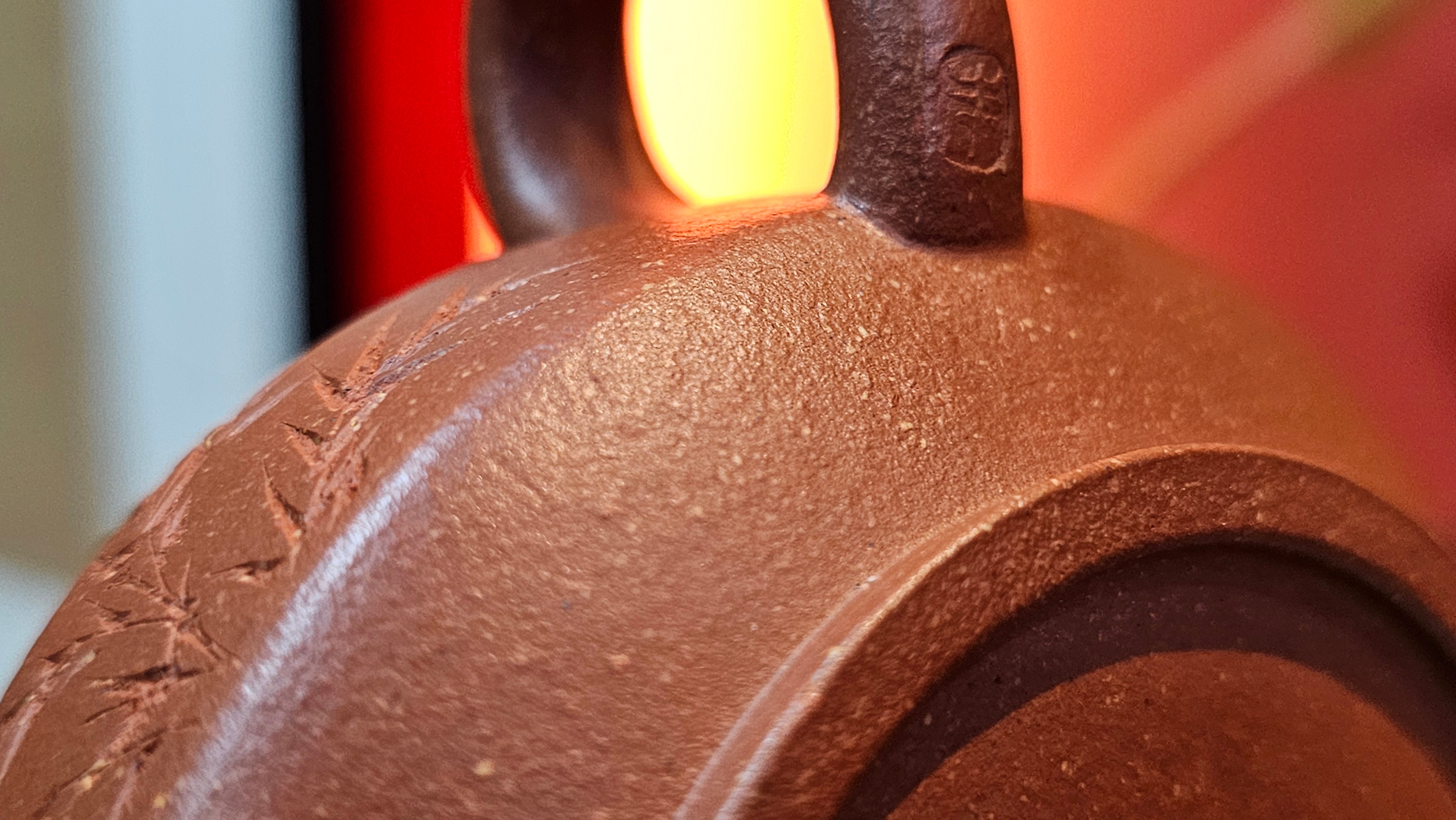 Zhou Pan《周盘》, 166.8ml, Hong Jiang Po Ni 红降坡泥, by Craftsman Zhu Shu 朱舒!~Engraving of Bamboos and Verse by Craftsman Mu Shan 牧山 ~!Congratulations!to Mr C.B., 0117hrs 13th Oct 2025. Inglewood! CA.