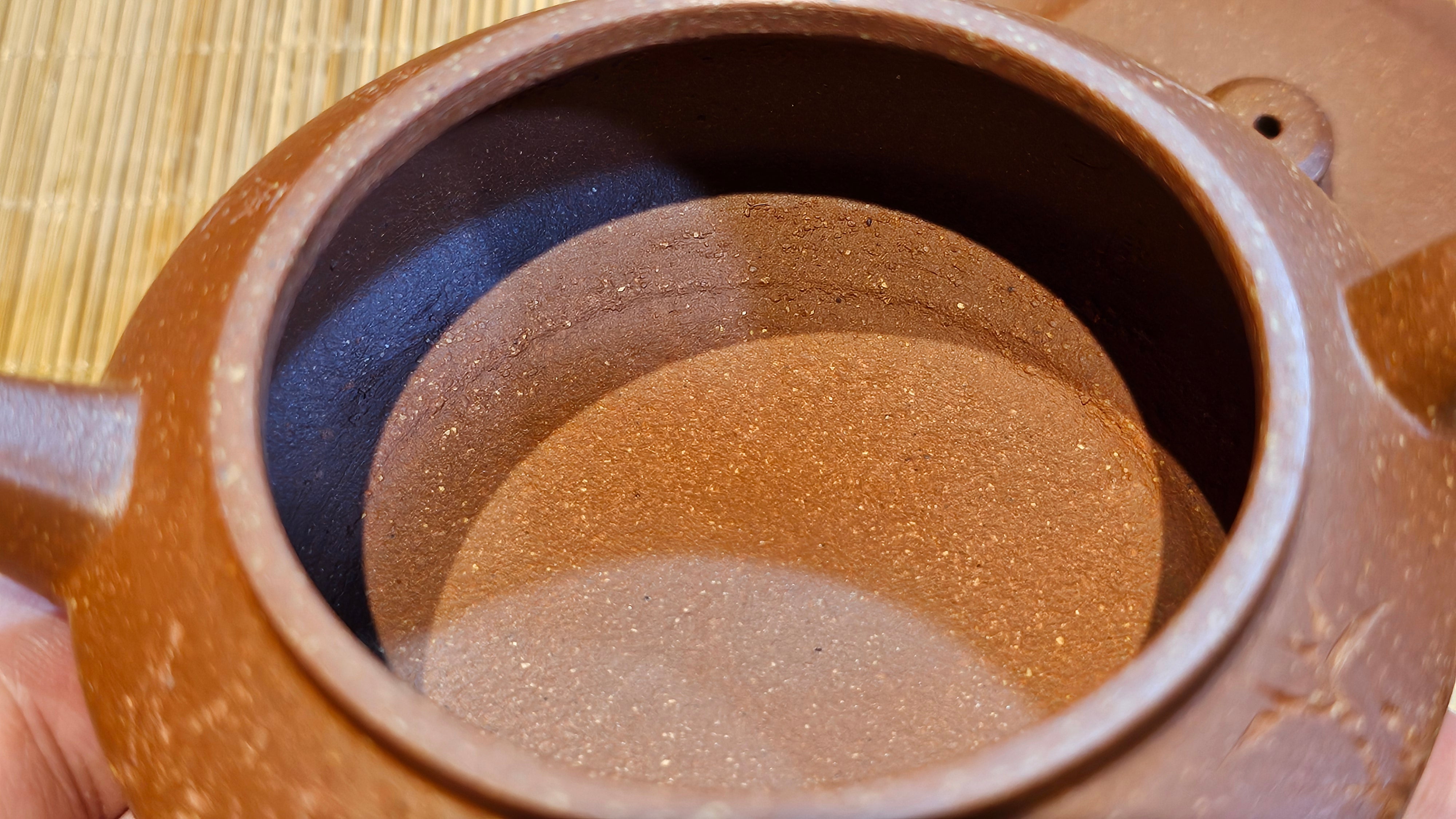 Zhou Pan《周盘》, 166.8ml, Hong Jiang Po Ni 红降坡泥, by Craftsman Zhu Shu 朱舒!~Engraving of Bamboos and Verse by Craftsman Mu Shan 牧山 ~!Congratulations!to Mr C.B., 0117hrs 13th Oct 2025. Inglewood! CA.