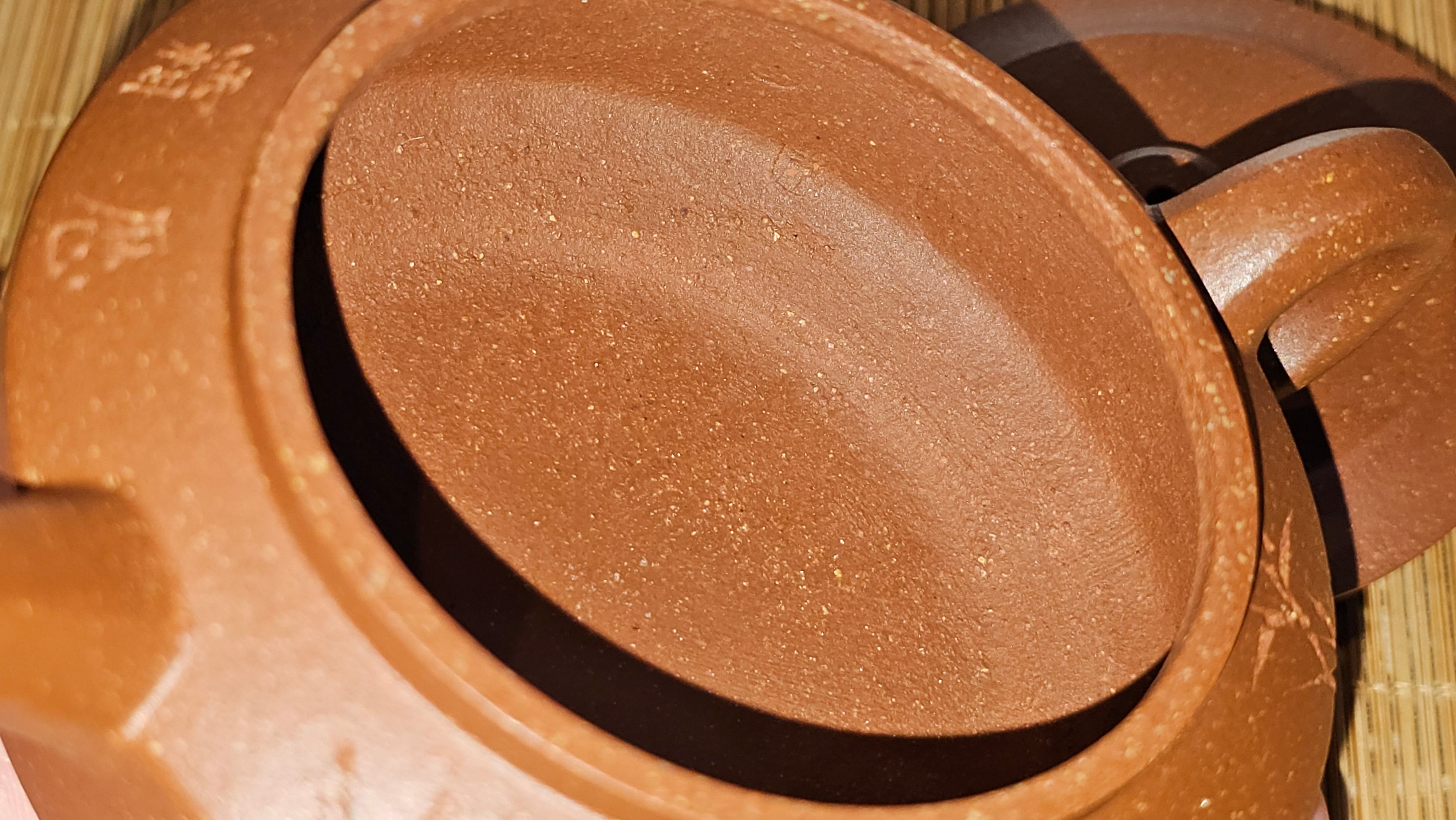 Zhou Pan《周盘》, 166.8ml, Hong Jiang Po Ni 红降坡泥, by Craftsman Zhu Shu 朱舒!~Engraving of Bamboos and Verse by Craftsman Mu Shan 牧山 ~!Congratulations!to Mr C.B., 0117hrs 13th Oct 2025. Inglewood! CA.