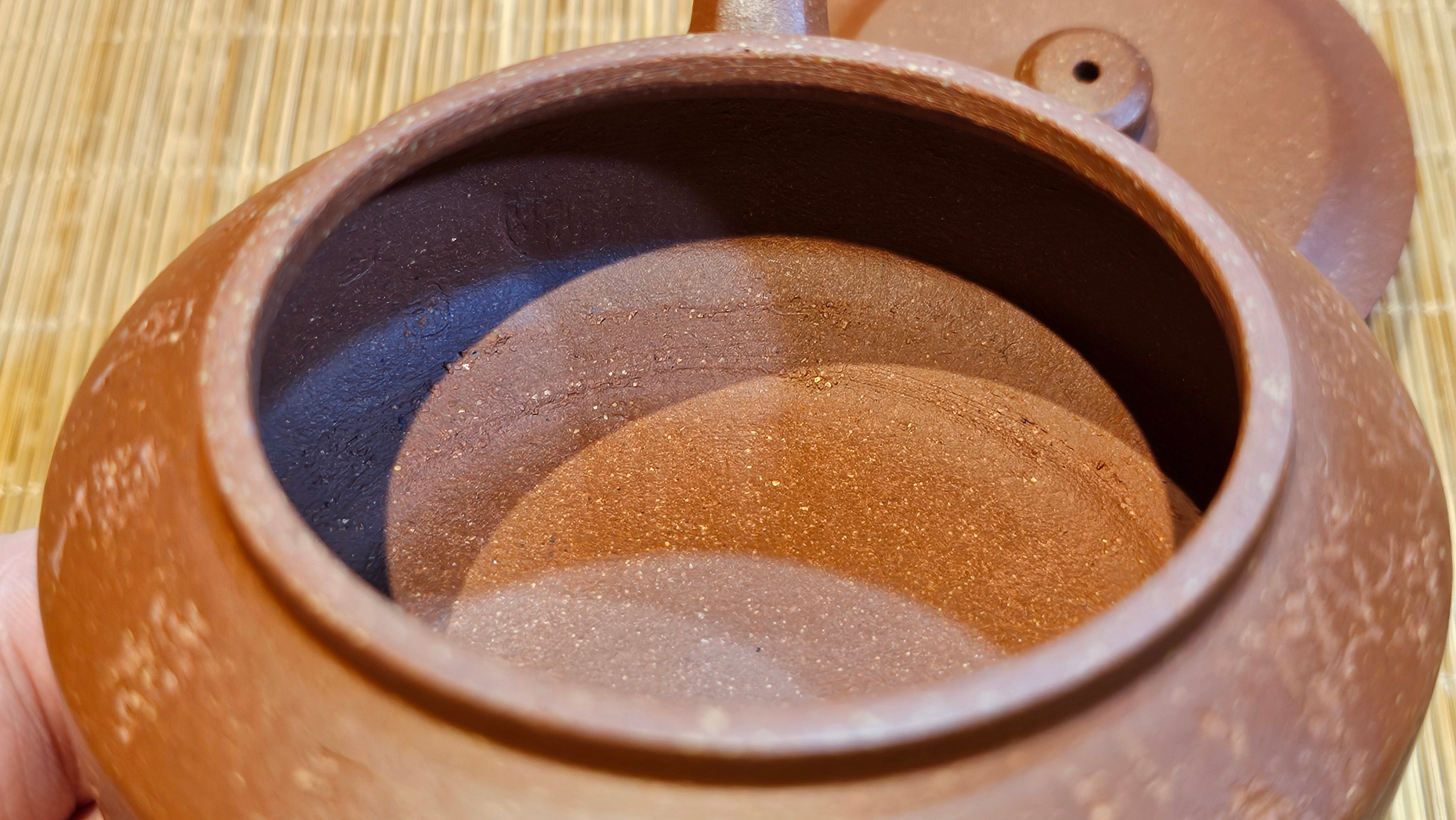 Zhou Pan《周盘》, 166.8ml, Hong Jiang Po Ni 红降坡泥, by Craftsman Zhu Shu 朱舒!~Engraving of Bamboos and Verse by Craftsman Mu Shan 牧山 ~!Congratulations!to Mr C.B., 0117hrs 13th Oct 2025. Inglewood! CA.