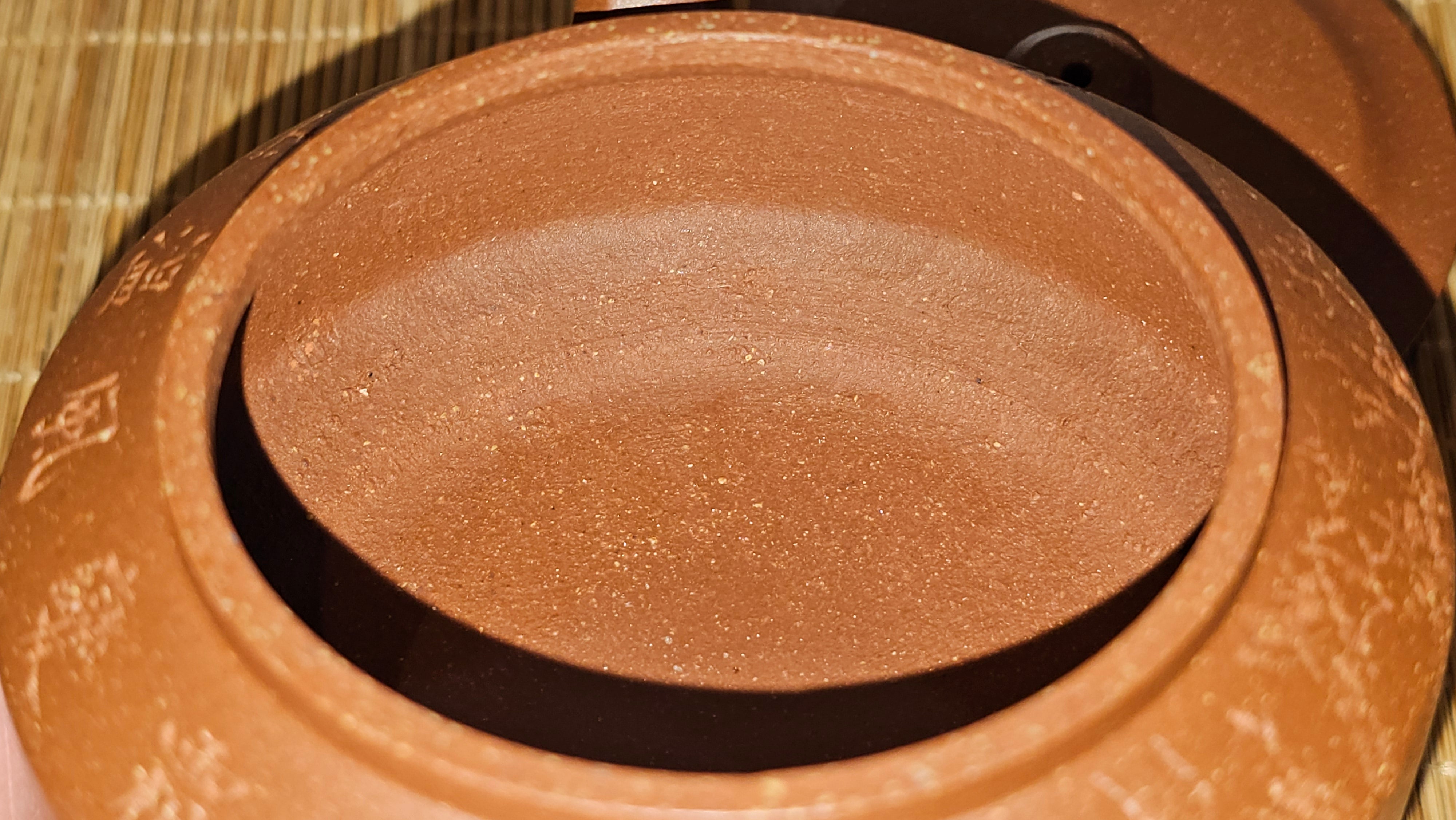 Zhou Pan《周盘》, 166.8ml, Hong Jiang Po Ni 红降坡泥, by Craftsman Zhu Shu 朱舒!~Engraving of Bamboos and Verse by Craftsman Mu Shan 牧山 ~!Congratulations!to Mr C.B., 0117hrs 13th Oct 2025. Inglewood! CA.