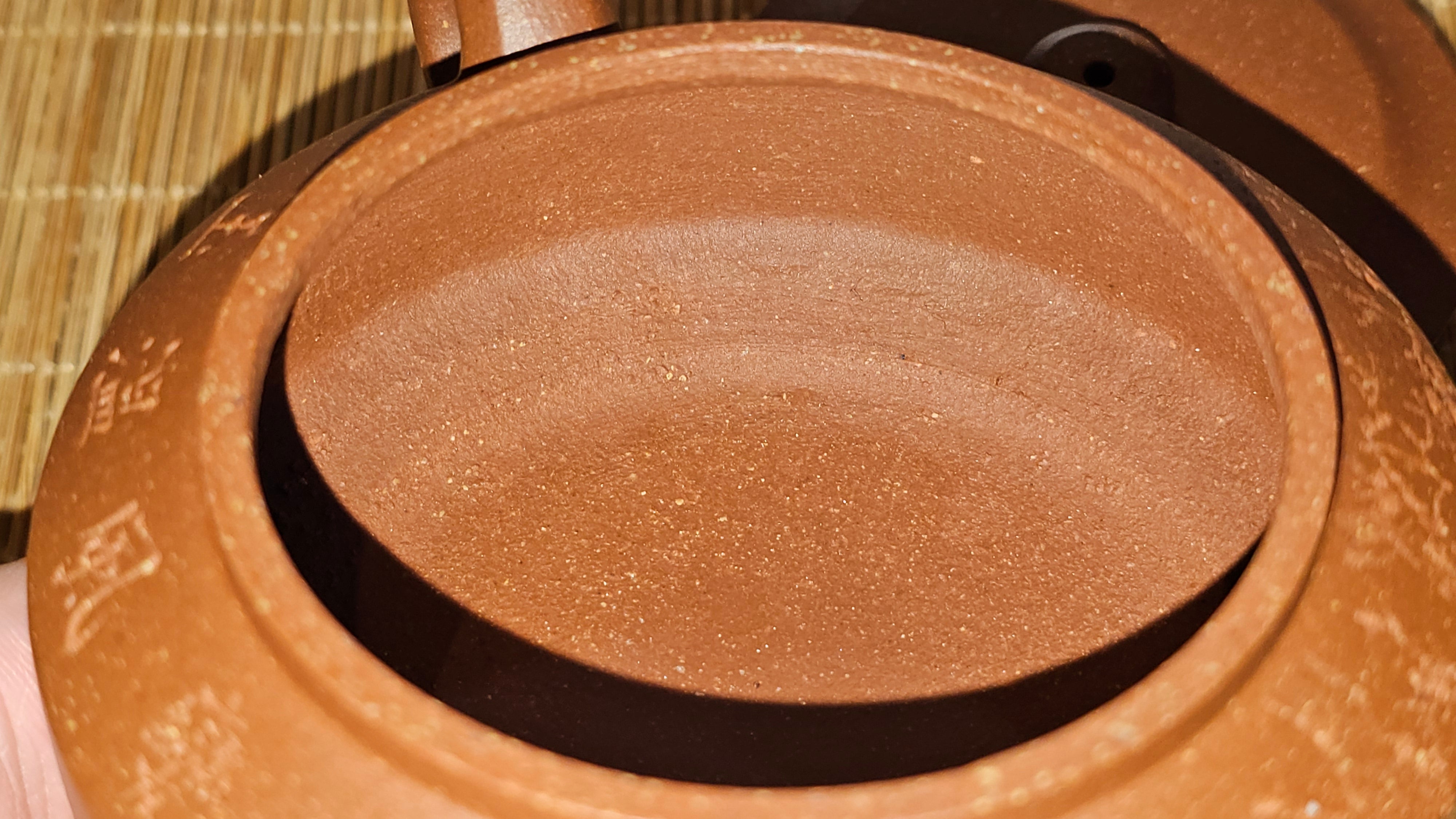 Zhou Pan《周盘》, 166.8ml, Hong Jiang Po Ni 红降坡泥, by Craftsman Zhu Shu 朱舒!~Engraving of Bamboos and Verse by Craftsman Mu Shan 牧山 ~!Congratulations!to Mr C.B., 0117hrs 13th Oct 2025. Inglewood! CA.