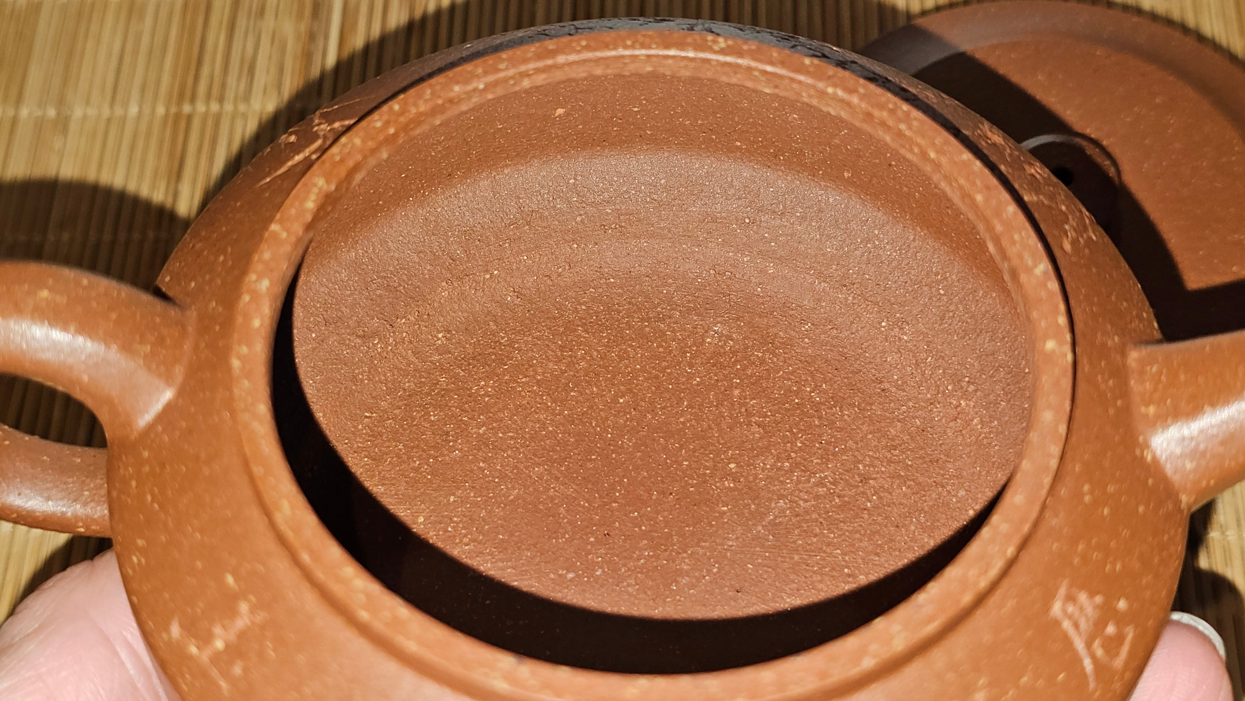 Zhou Pan《周盘》, 166.8ml, Hong Jiang Po Ni 红降坡泥, by Craftsman Zhu Shu 朱舒!~Engraving of Bamboos and Verse by Craftsman Mu Shan 牧山 ~!Congratulations!to Mr C.B., 0117hrs 13th Oct 2025. Inglewood! CA.