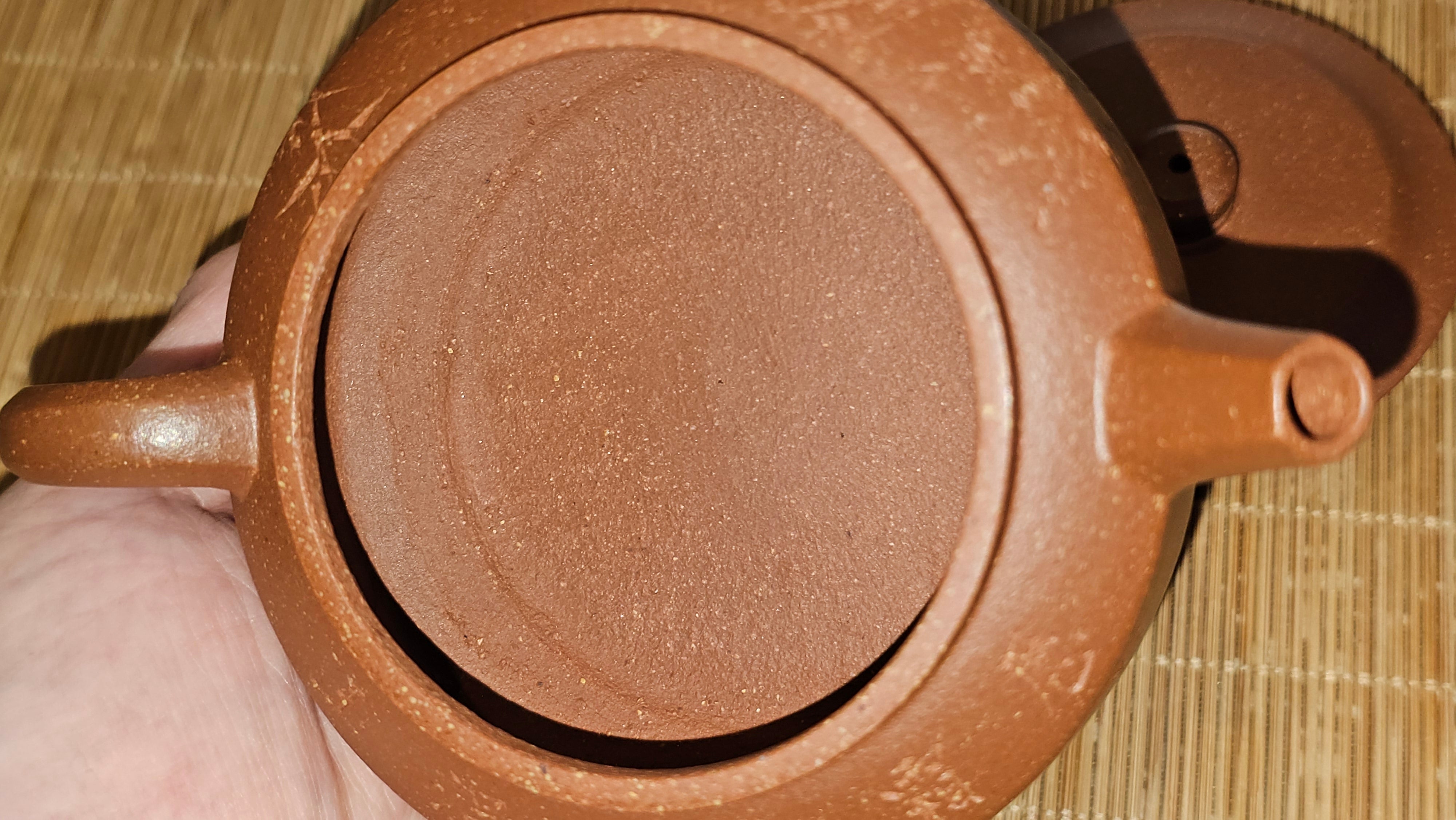 Zhou Pan《周盘》, 166.8ml, Hong Jiang Po Ni 红降坡泥, by Craftsman Zhu Shu 朱舒!~Engraving of Bamboos and Verse by Craftsman Mu Shan 牧山 ~!Congratulations!to Mr C.B., 0117hrs 13th Oct 2025. Inglewood! CA.