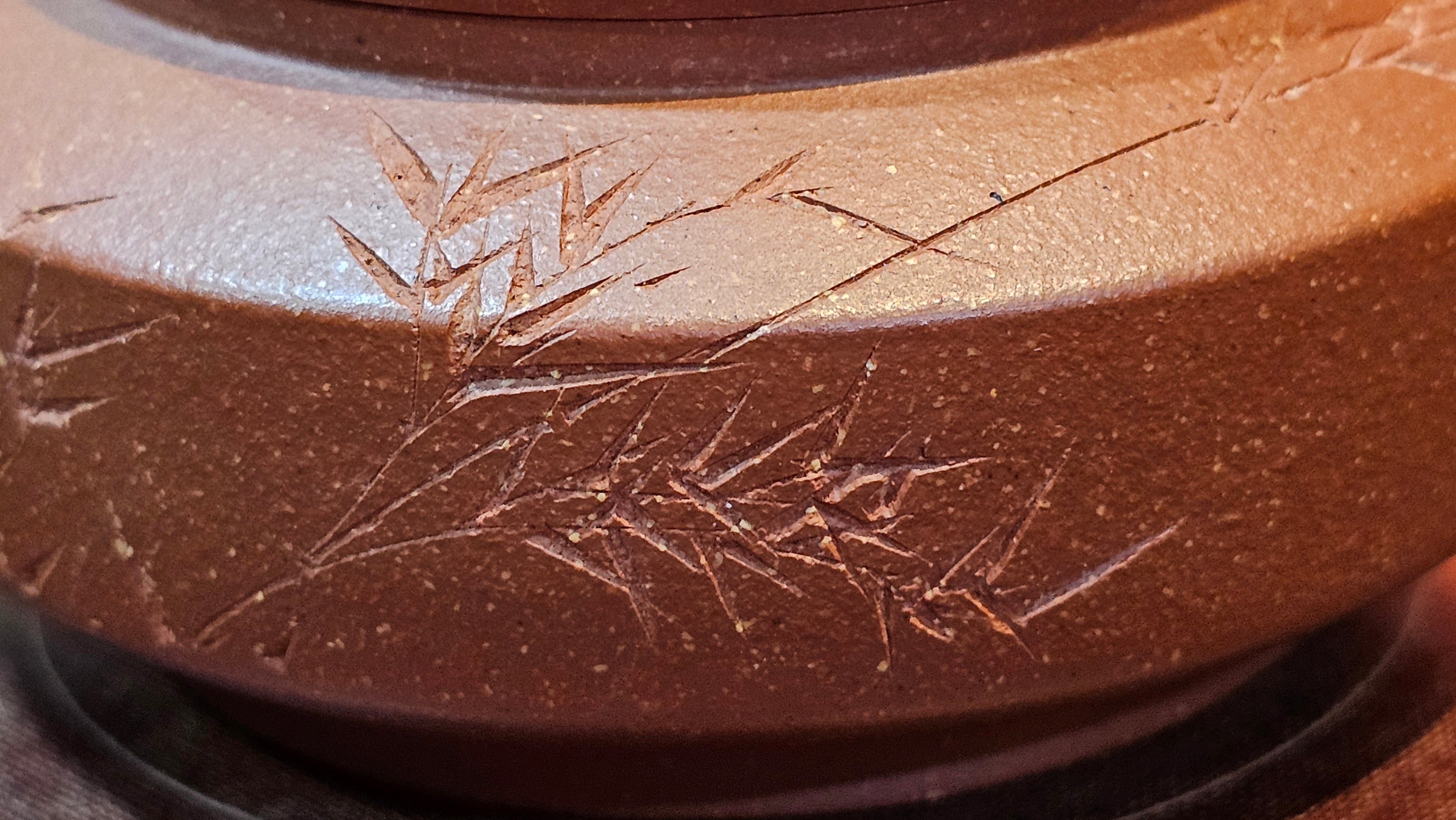 Zhou Pan《周盘》, 167.1ml, Hong Jiang Po Ni 红降坡泥, by Craftsman Zhu Shu 朱舒!~Engraving of Bamboos and Verse by Craftsman Mu Shan 牧山 ~!Congratulations to Mr B.A.! 0940hrs 29th Oct 2025, London,🏴󠁧󠁢󠁥󠁮󠁧󠁿U.K.!
