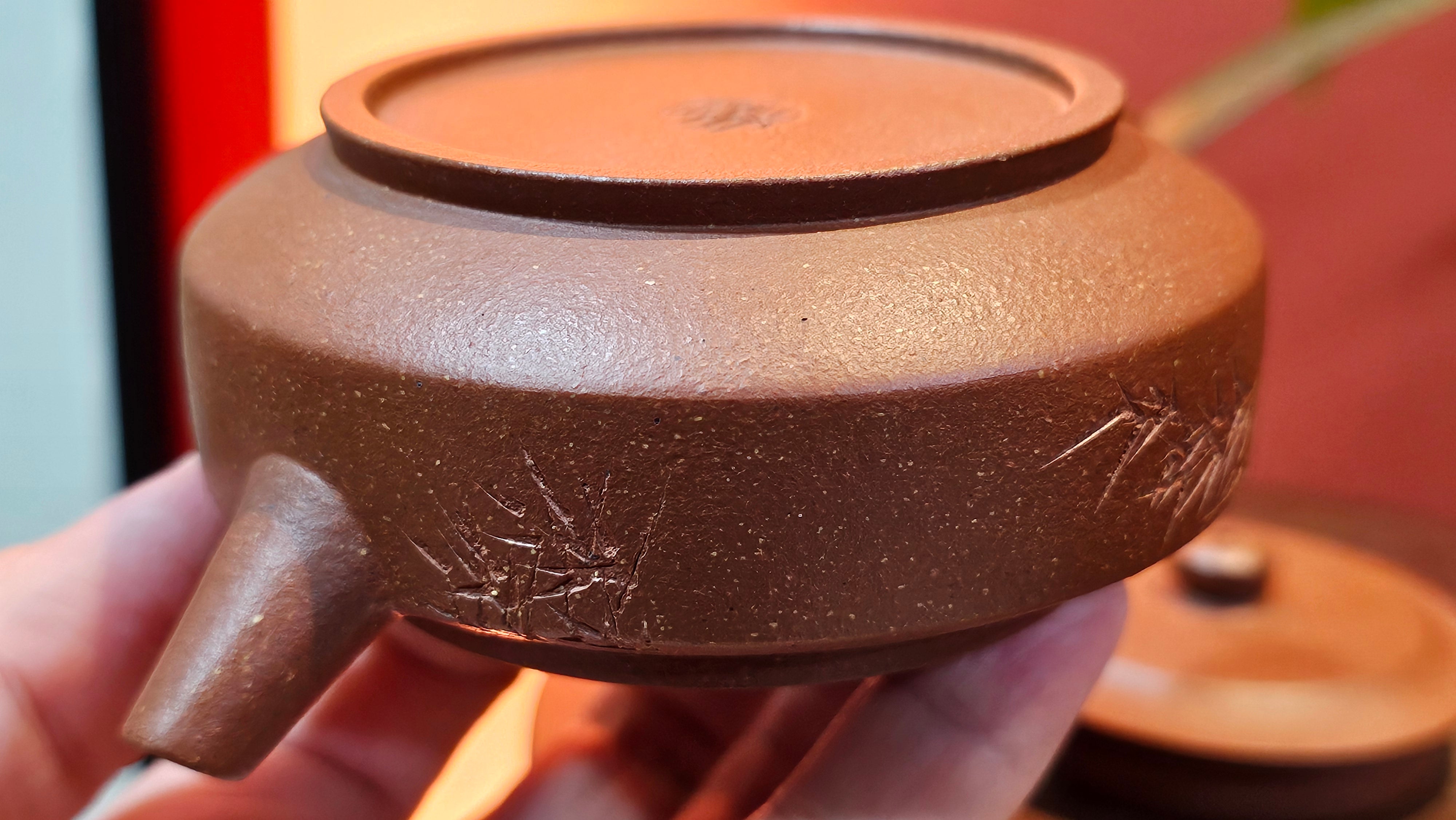 Zhou Pan《周盘》, 167.1ml, Hong Jiang Po Ni 红降坡泥, by Craftsman Zhu Shu 朱舒!~Engraving of Bamboos and Verse by Craftsman Mu Shan 牧山 ~!Congratulations to Mr B.A.! 0940hrs 29th Oct 2025, London,🏴󠁧󠁢󠁥󠁮󠁧󠁿U.K.!