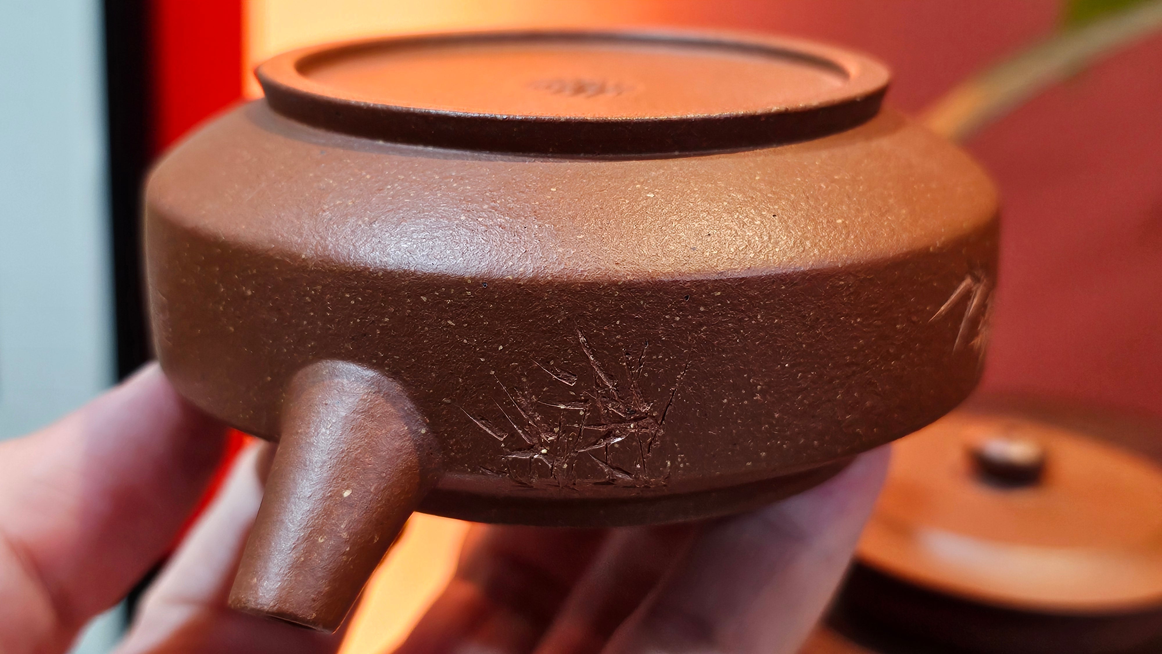 Zhou Pan《周盘》, 167.1ml, Hong Jiang Po Ni 红降坡泥, by Craftsman Zhu Shu 朱舒!~Engraving of Bamboos and Verse by Craftsman Mu Shan 牧山 ~!Congratulations to Mr B.A.! 0940hrs 29th Oct 2025, London,🏴󠁧󠁢󠁥󠁮󠁧󠁿U.K.!