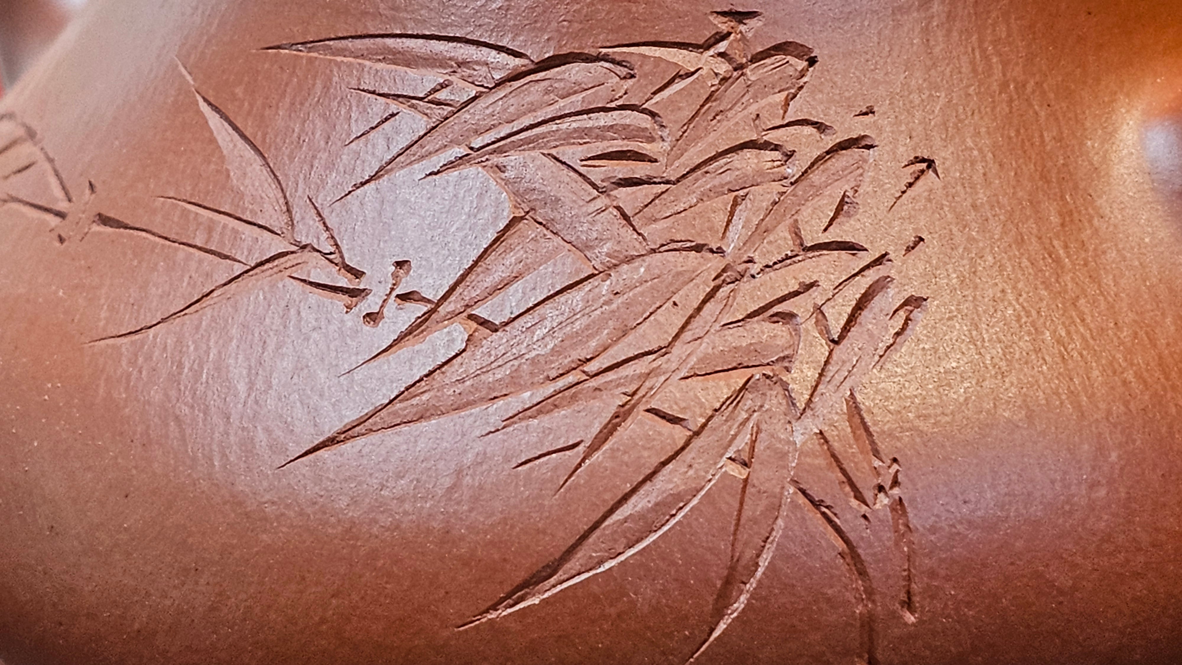 Han Tang Shi Piao 汉棠石瓢, 162.3ml, Xiao Mei Yao Zhu Ni 小煤窑朱泥, by Craftsman Shi Yun 石芸, Engraving by Craftsman Yi De Shu 刻绘 ~ 一德书 ~ Congratulations!to Ms J.C.! 1405hrs 18th Oct 2025, Los Angeles! CA.
