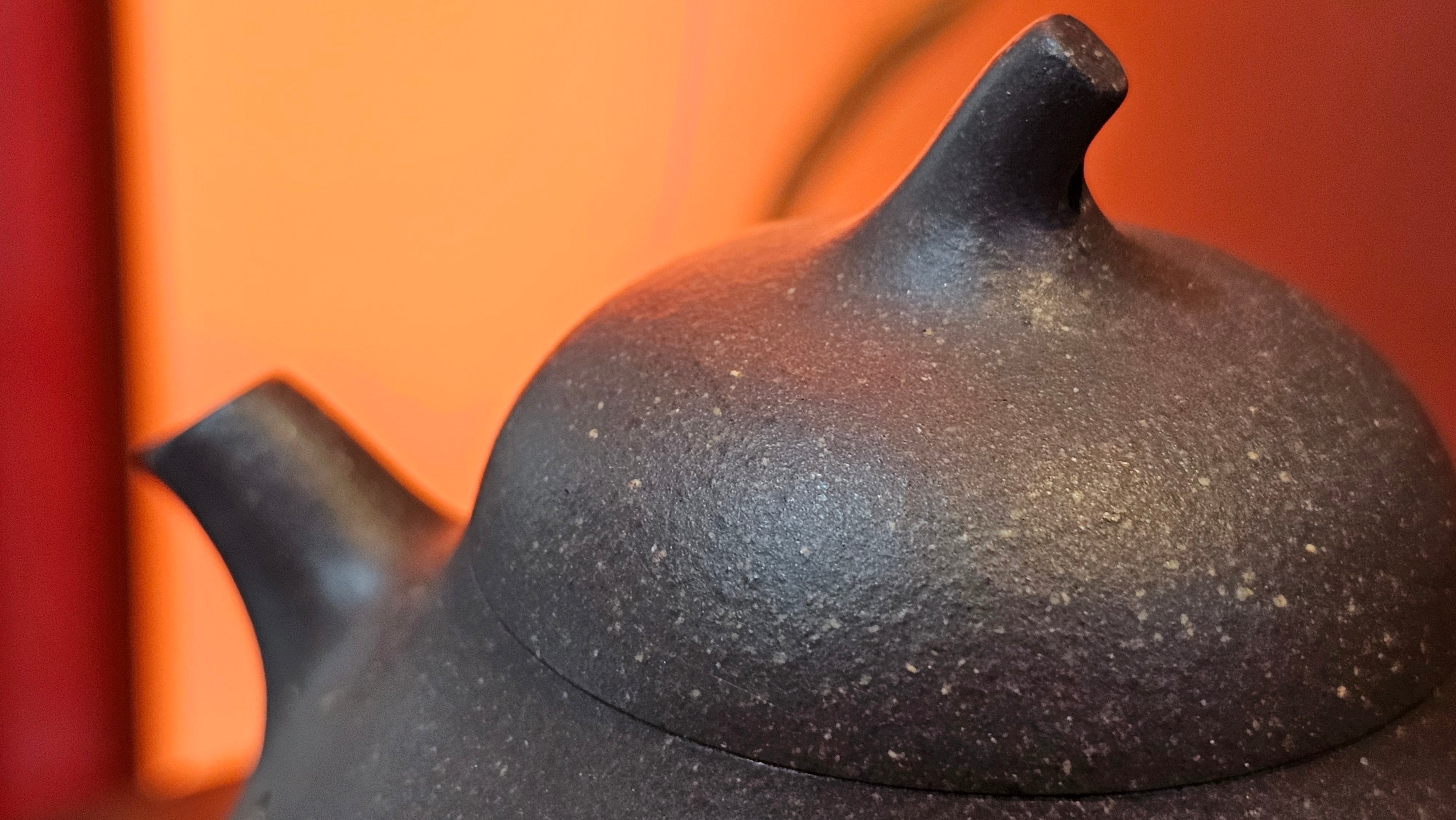 Qie Gua《茄瓜》~ "The Gourd", 153.3ml, Hei Zi Ni 黑紫泥, by our Craftsman Zhang Huan 张欢, Calligraphy and Lotus Flower Engraving by Craftsman Yi Cheng 逸成 ~ Congratulations to Mr W.K.! 1941hrs 20th Oct 2025, Austin! TX!