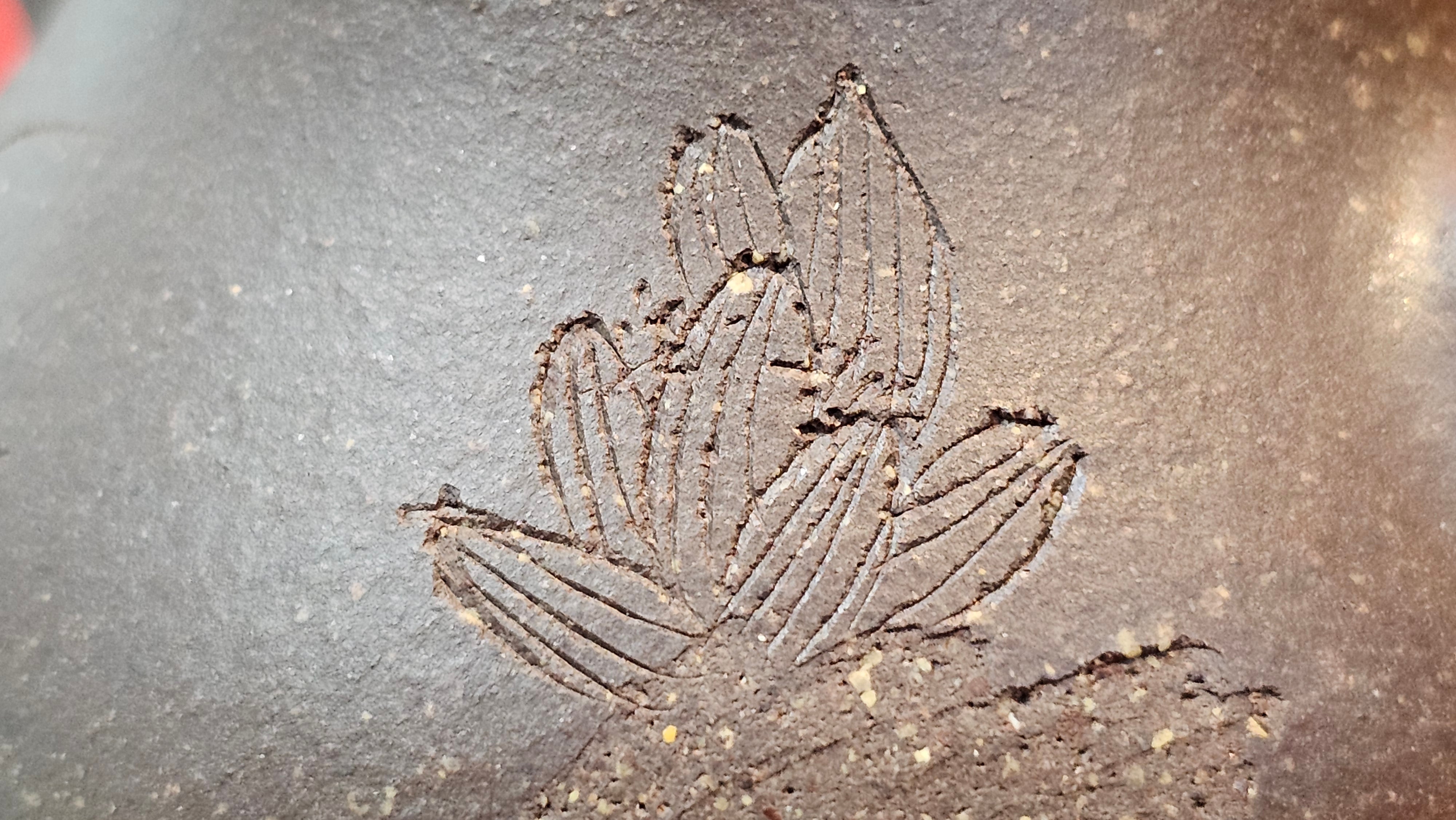 Qie Gua《茄瓜》~ "The Gourd", 153.3ml, Hei Zi Ni 黑紫泥, by our Craftsman Zhang Huan 张欢, Calligraphy and Lotus Flower Engraving by Craftsman Yi Cheng 逸成 ~ Congratulations to Mr W.K.! 1941hrs 20th Oct 2025, Austin! TX!