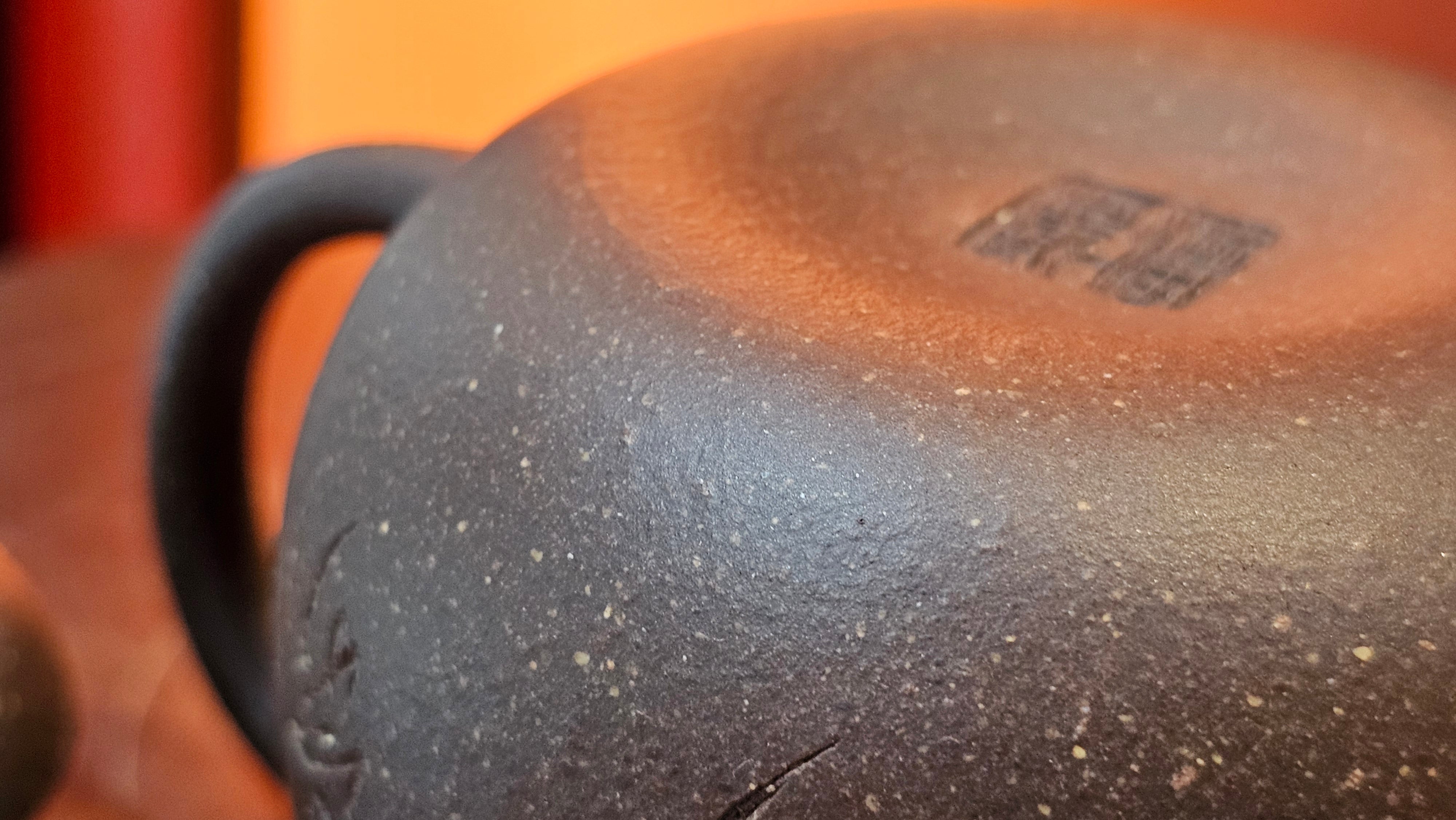 Qie Gua《茄瓜》~ "The Gourd", 153.3ml, Hei Zi Ni 黑紫泥, by our Craftsman Zhang Huan 张欢, Calligraphy and Lotus Flower Engraving by Craftsman Yi Cheng 逸成 ~ Congratulations to Mr W.K.! 1941hrs 20th Oct 2025, Austin! TX!