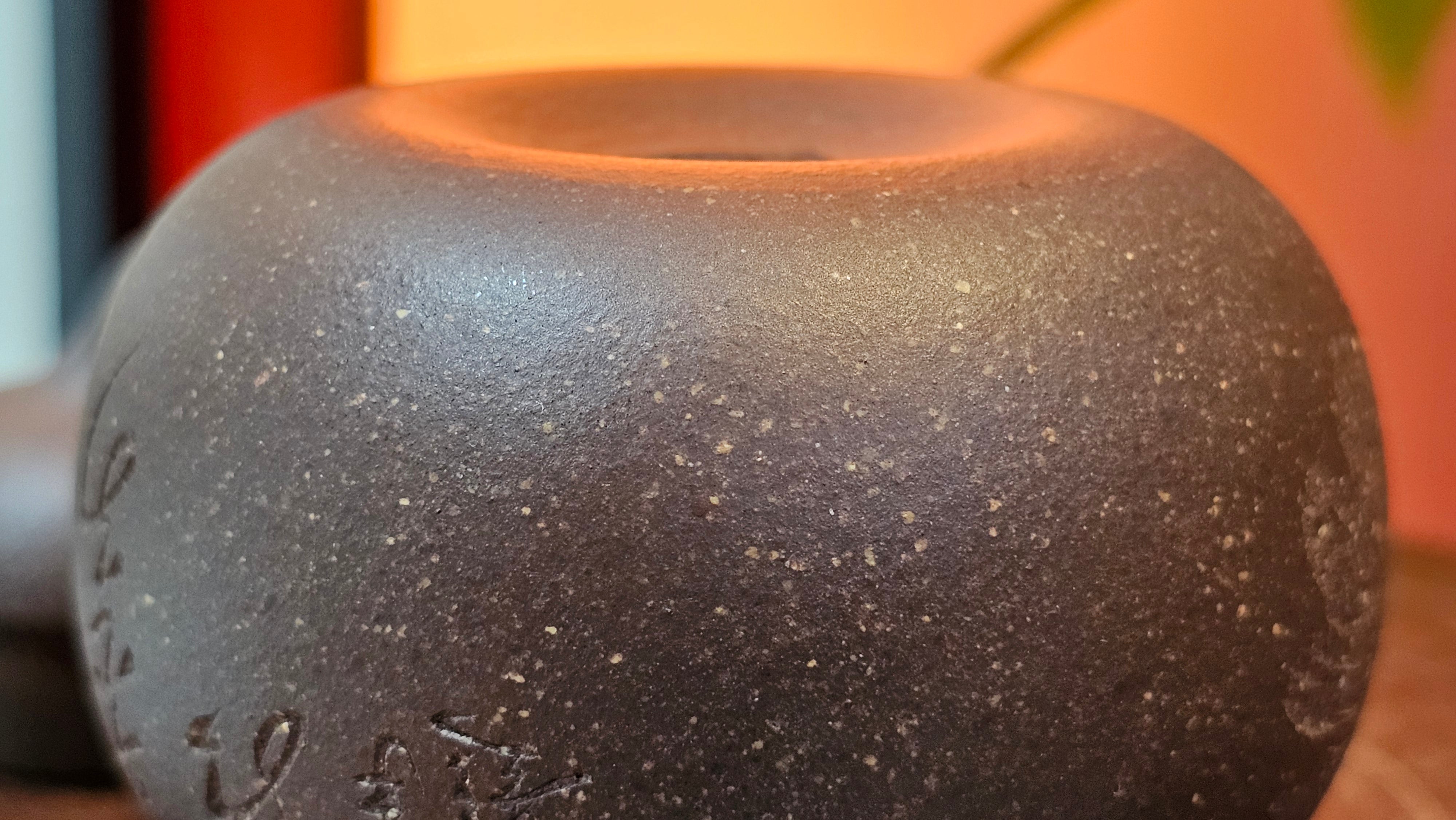 Qie Gua《茄瓜》~ "The Gourd", 153.3ml, Hei Zi Ni 黑紫泥, by our Craftsman Zhang Huan 张欢, Calligraphy and Lotus Flower Engraving by Craftsman Yi Cheng 逸成 ~ Congratulations to Mr W.K.! 1941hrs 20th Oct 2025, Austin! TX!