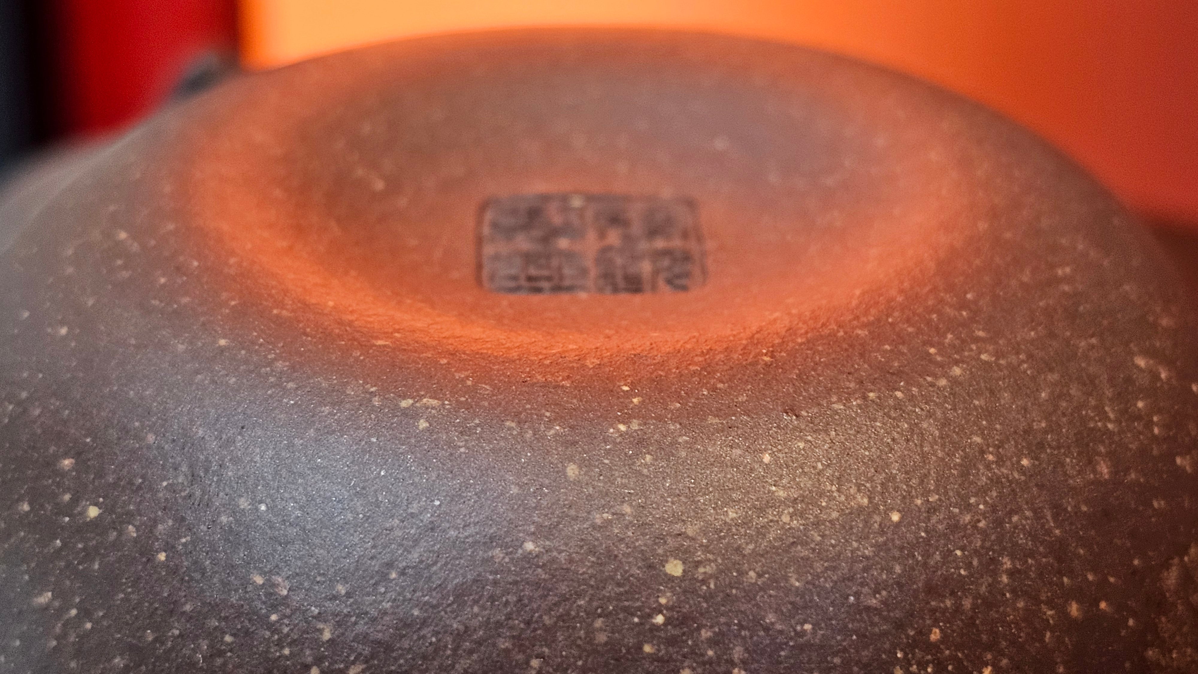 Qie Gua《茄瓜》~ "The Gourd", 153.3ml, Hei Zi Ni 黑紫泥, by our Craftsman Zhang Huan 张欢, Calligraphy and Lotus Flower Engraving by Craftsman Yi Cheng 逸成 ~ Congratulations to Mr W.K.! 1941hrs 20th Oct 2025, Austin! TX!