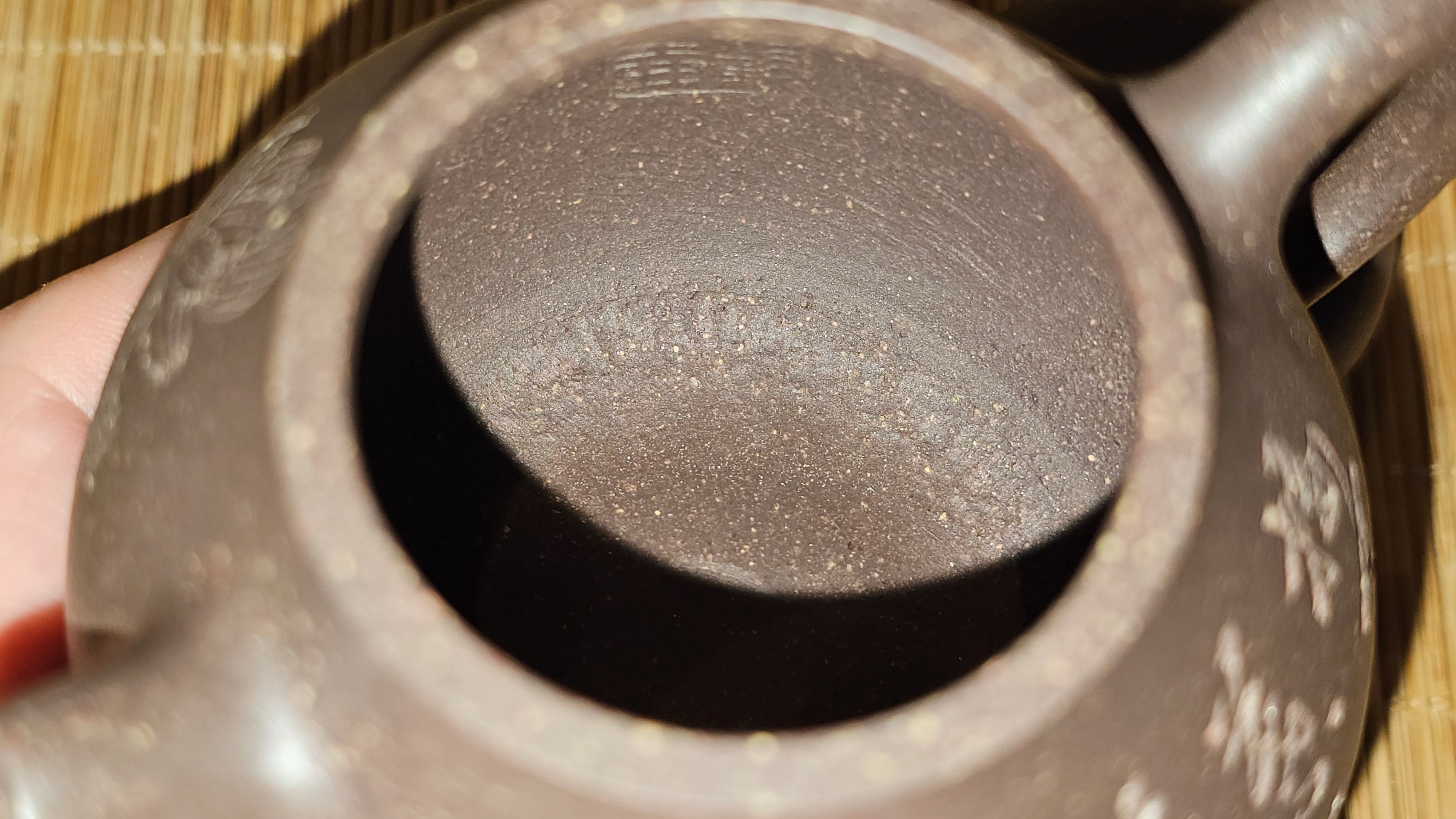 Qie Gua《茄瓜》~ "The Gourd", 153.3ml, Hei Zi Ni 黑紫泥, by our Craftsman Zhang Huan 张欢, Calligraphy and Lotus Flower Engraving by Craftsman Yi Cheng 逸成 ~ Congratulations to Mr W.K.! 1941hrs 20th Oct 2025, Austin! TX!