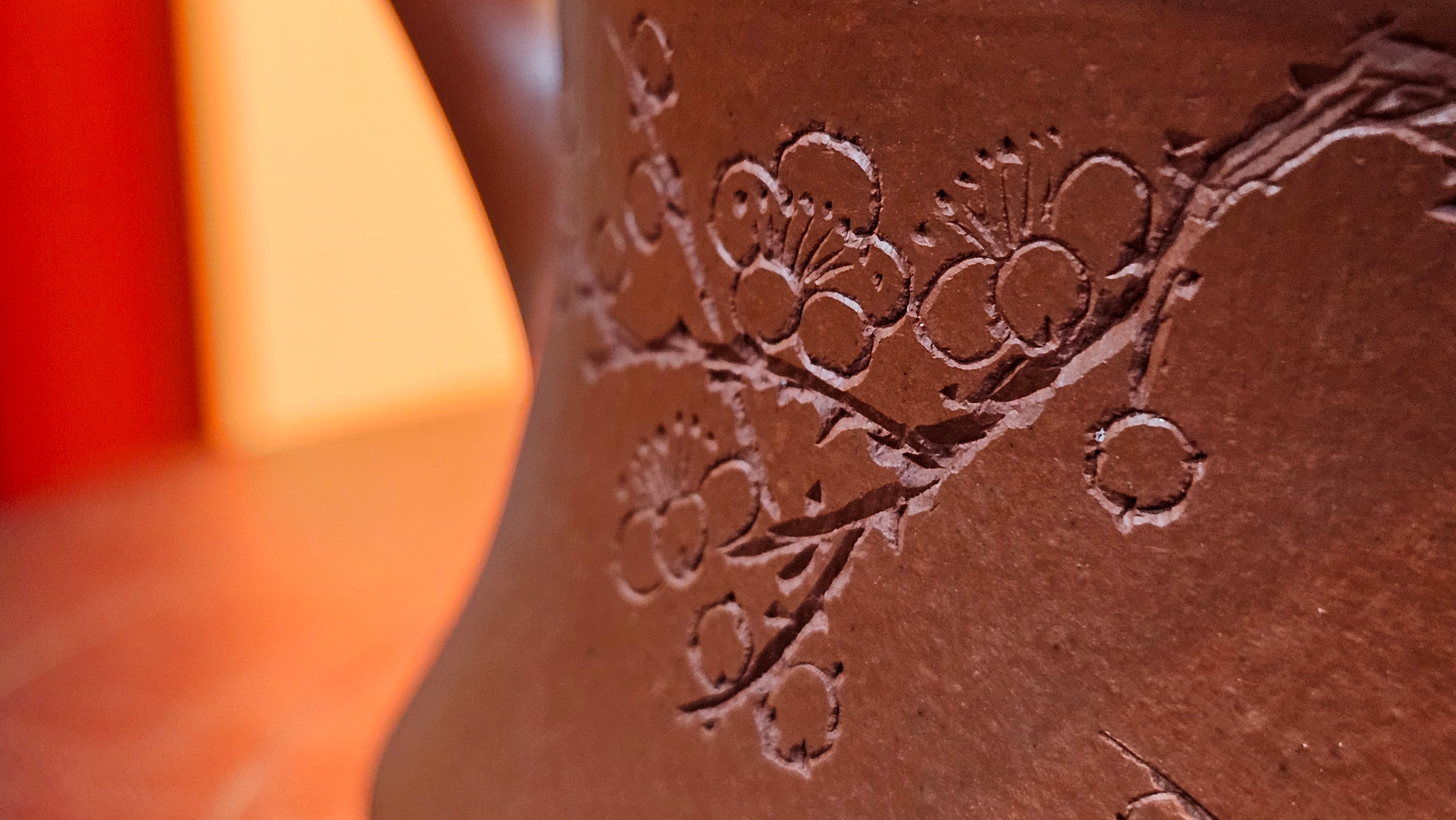 Yun Zhu 云柱 "Pillar of the Heavens", 130.5ml, Xiao Mei Yao Zhu Ni, by Craftsman Wang Hui 王慧 ~ "梅开五福" and Plum Blossoms Engraving by Craftsman Yi De Shu 一德书 ~!Congratulations to Ms S.C.! 1336hrs 20th Oct 2025, Geneva, IL!