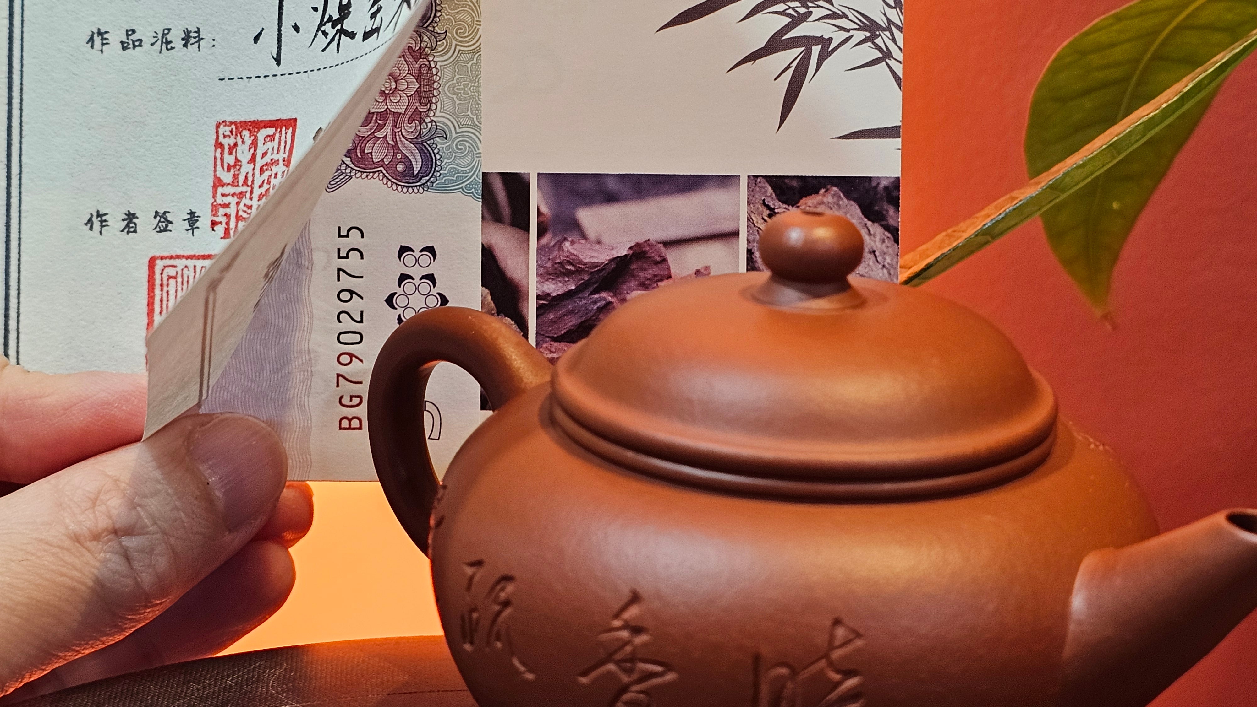 Shui Ping 水平, 150.5ml, Xiao Mei Yao Zhu Ni 小煤窑朱泥, by our Craftsman Chen Yue Fei 陈跃飞, Plum Blossoms Engraving by Craftsman Yi De Shu 一德书 ~!Congratulations to Mr A.C.! 1000hrs 7th Nov 2025, Seattle! WA!