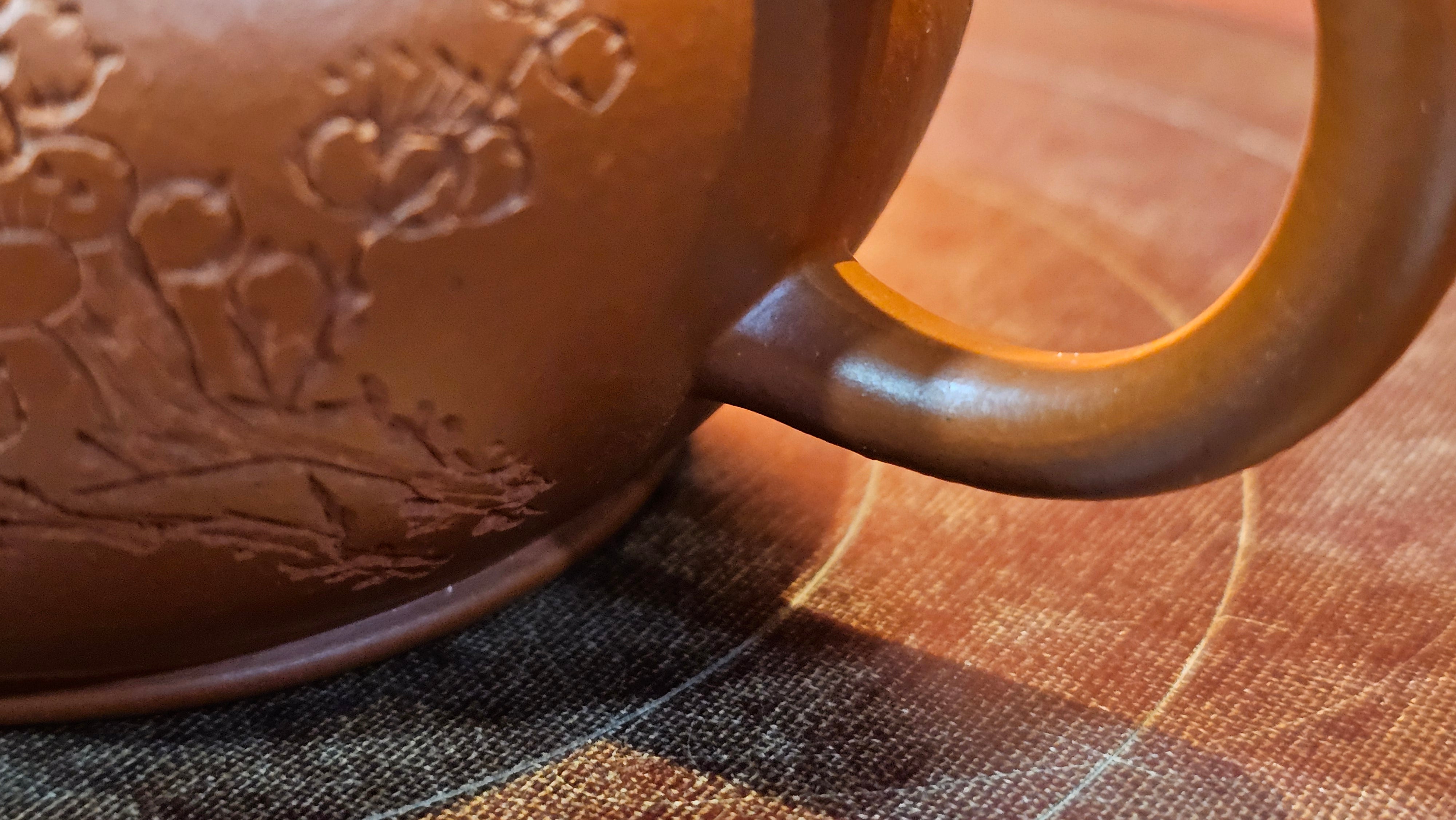 Shui Ping 水平, 155.8ml, Xiao Mei Yao Zhu Ni 小煤窑朱泥, by our Craftsman Chen Yue Fei 陈跃飞, Plum Blossoms Engraving by Craftsman Yi De Shu 一德书 ~ Congratulations!to Mr P.T.! 1410hrs 9th Nov 2025, Chandler! AZ!