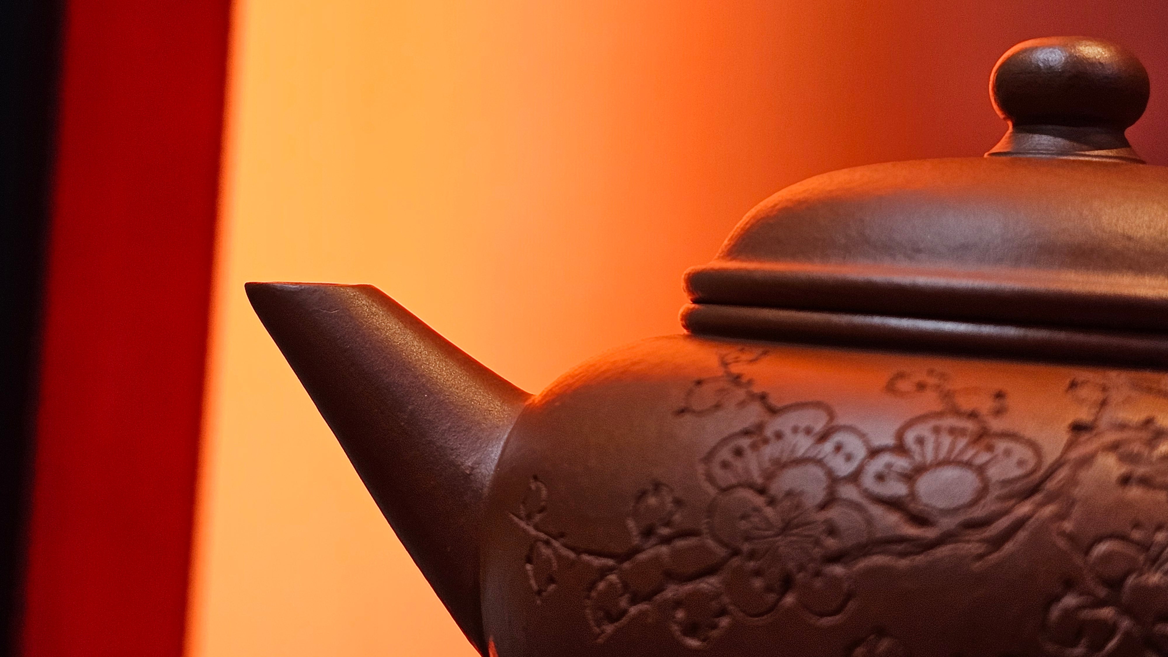 Shui Ping 水平, 155.8ml, Xiao Mei Yao Zhu Ni 小煤窑朱泥, by our Craftsman Chen Yue Fei 陈跃飞, Plum Blossoms Engraving by Craftsman Yi De Shu 一德书 ~ Congratulations!to Mr P.T.! 1410hrs 9th Nov 2025, Chandler! AZ!