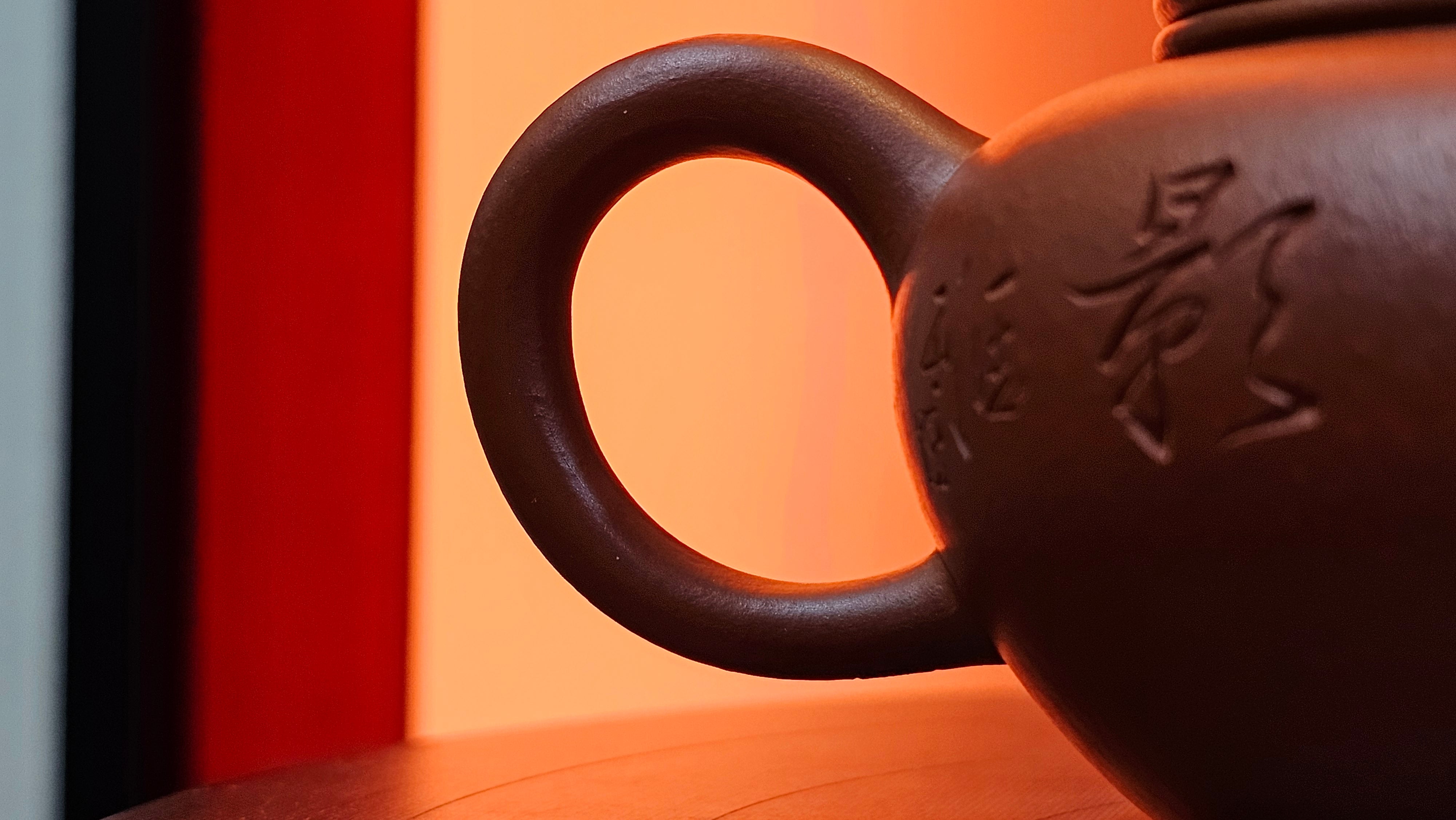 Shui Ping 水平, 155.8ml, Xiao Mei Yao Zhu Ni 小煤窑朱泥, by our Craftsman Chen Yue Fei 陈跃飞, Plum Blossoms Engraving by Craftsman Yi De Shu 一德书 ~ Congratulations!to Mr P.T.! 1410hrs 9th Nov 2025, Chandler! AZ!