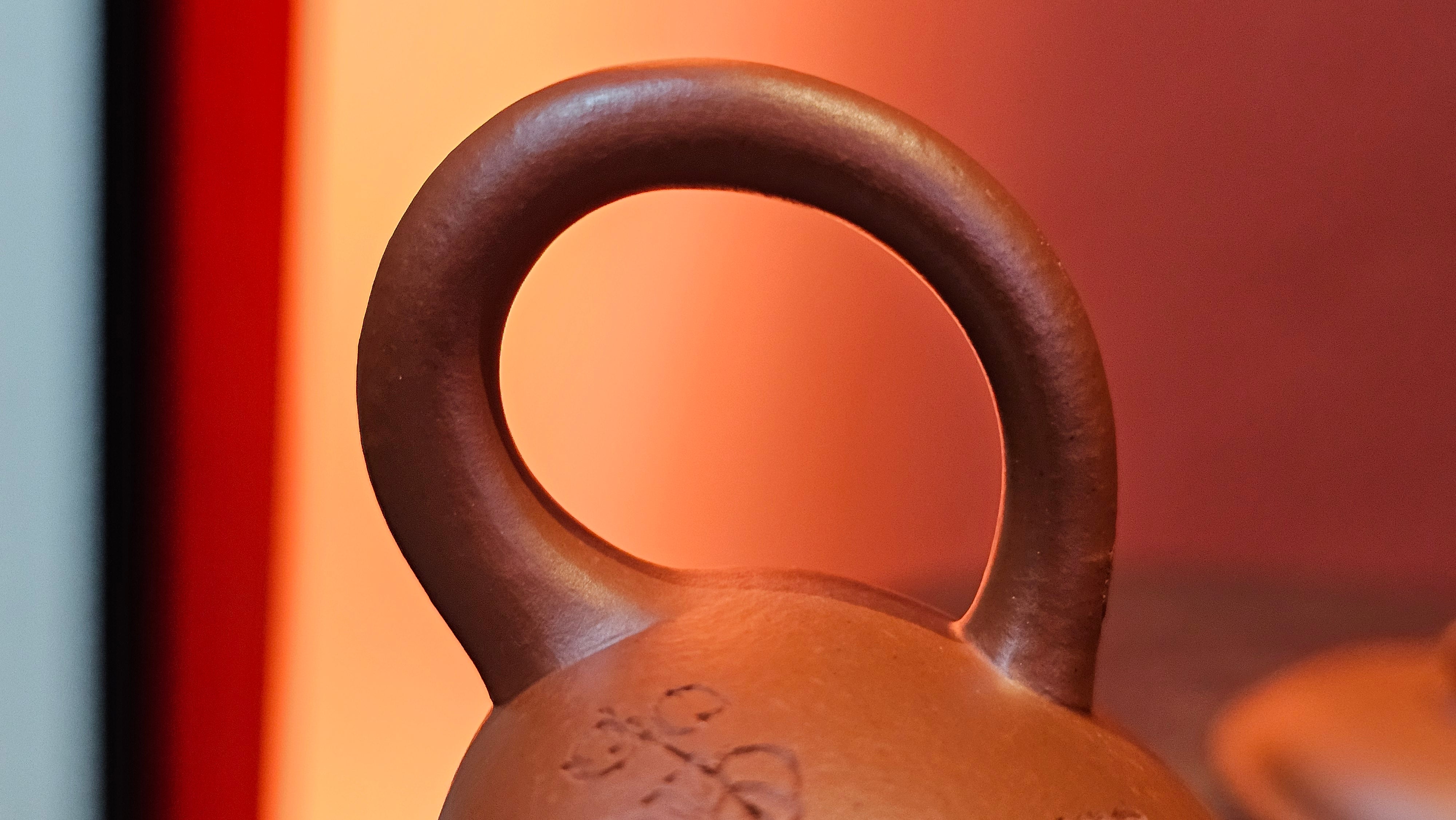 Shui Ping 水平, 155.8ml, Xiao Mei Yao Zhu Ni 小煤窑朱泥, by our Craftsman Chen Yue Fei 陈跃飞, Plum Blossoms Engraving by Craftsman Yi De Shu 一德书 ~ Congratulations!to Mr P.T.! 1410hrs 9th Nov 2025, Chandler! AZ!