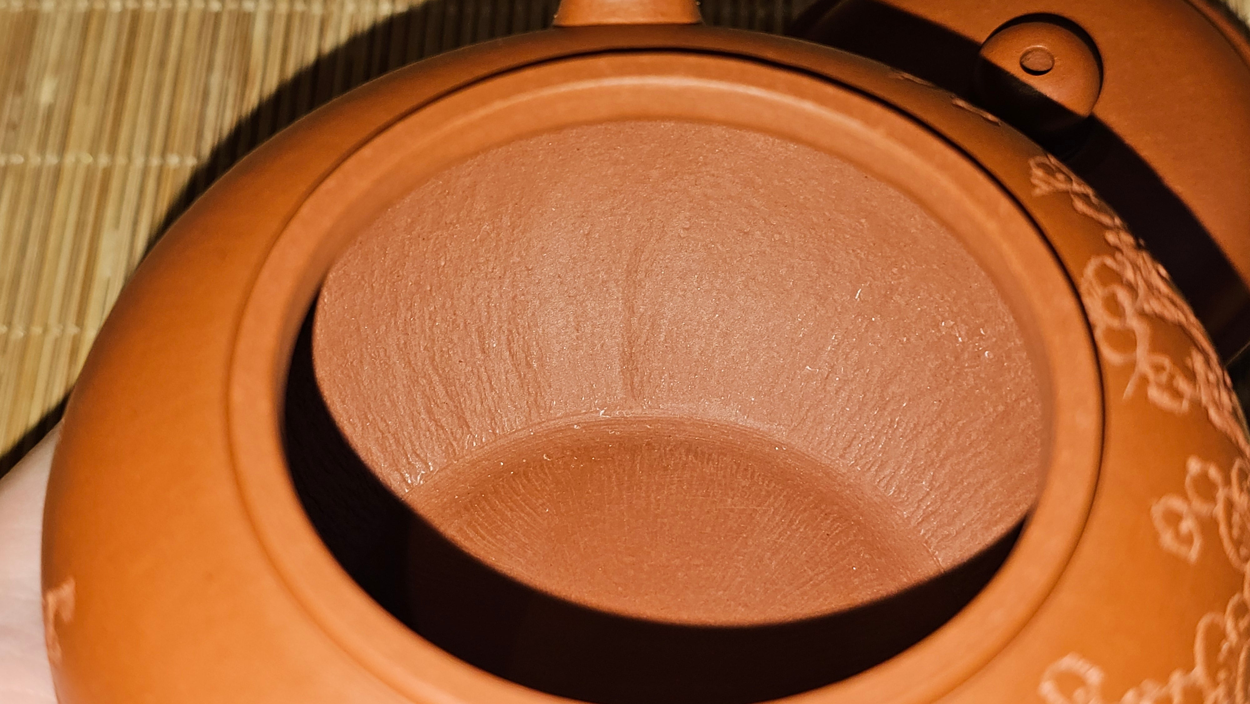 Shui Ping 水平, 155.8ml, Xiao Mei Yao Zhu Ni 小煤窑朱泥, by our Craftsman Chen Yue Fei 陈跃飞, Plum Blossoms Engraving by Craftsman Yi De Shu 一德书 ~ Congratulations!to Mr P.T.! 1410hrs 9th Nov 2025, Chandler! AZ!