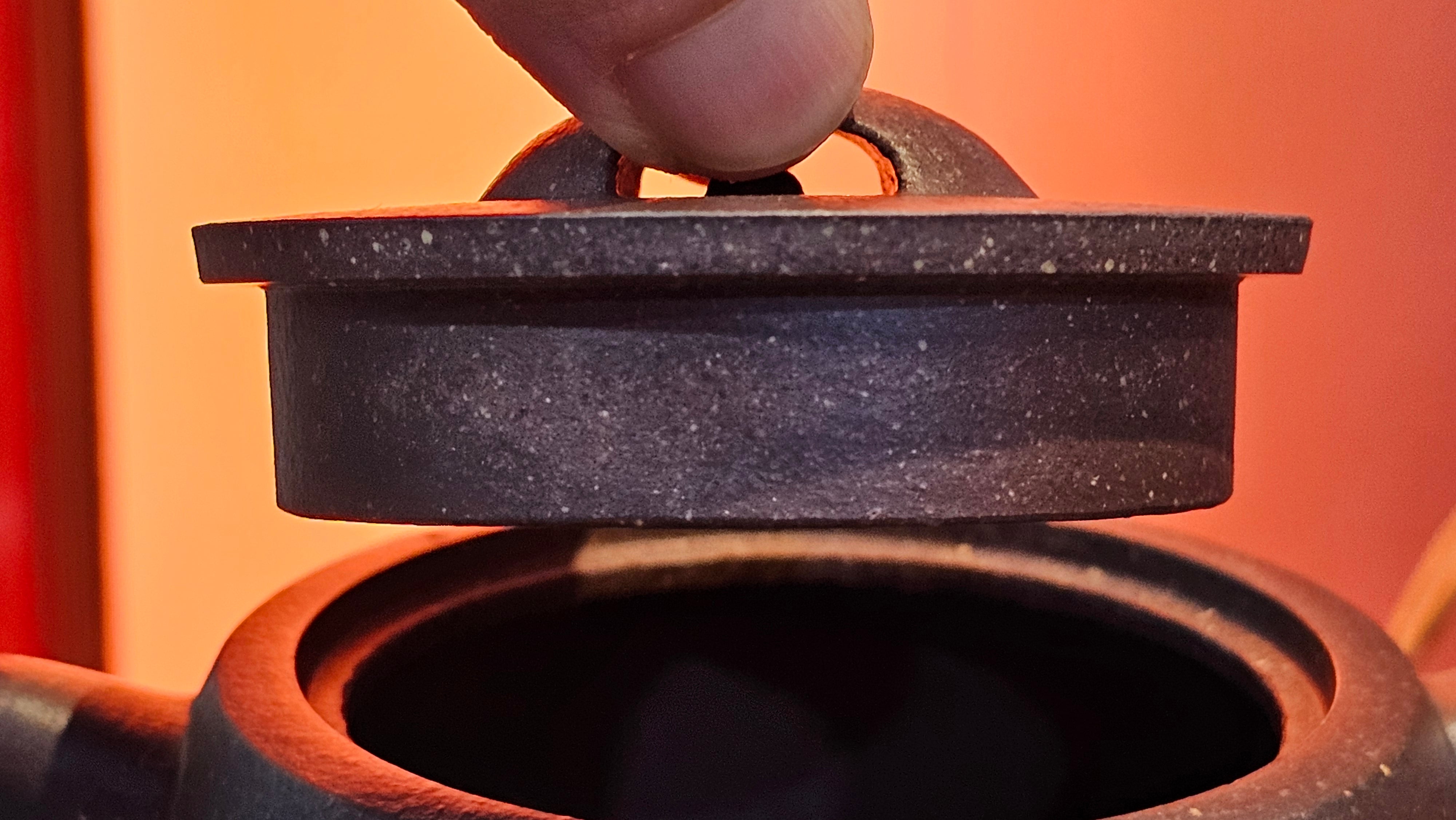 Niu Gai Jing Lan《牛盖井栏》, 166.2ml, Hei Zi Ni 黑紫泥, by our Craftsman Zhang Huan 张欢, with Plum Blossoms Engraving Art by Craftsman Nan Shan Lao Ren 南山老人 ~!Congratulations to Mr A.D.P.! 2359hrs 16th Nov 2025, Forest! Belgium🇧🇪!