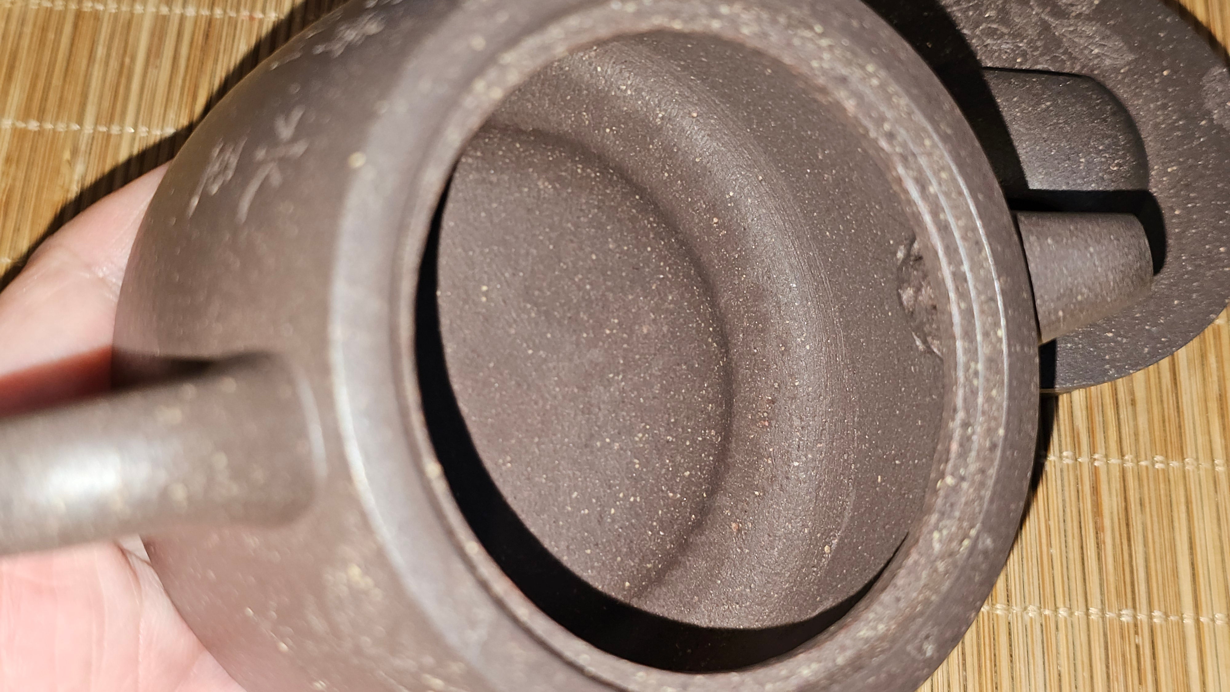 Niu Gai Jing Lan《牛盖井栏》, 166.2ml, Hei Zi Ni 黑紫泥, by our Craftsman Zhang Huan 张欢, with Plum Blossoms Engraving Art by Craftsman Nan Shan Lao Ren 南山老人 ~!Congratulations to Mr A.D.P.! 2359hrs 16th Nov 2025, Forest! Belgium🇧🇪!