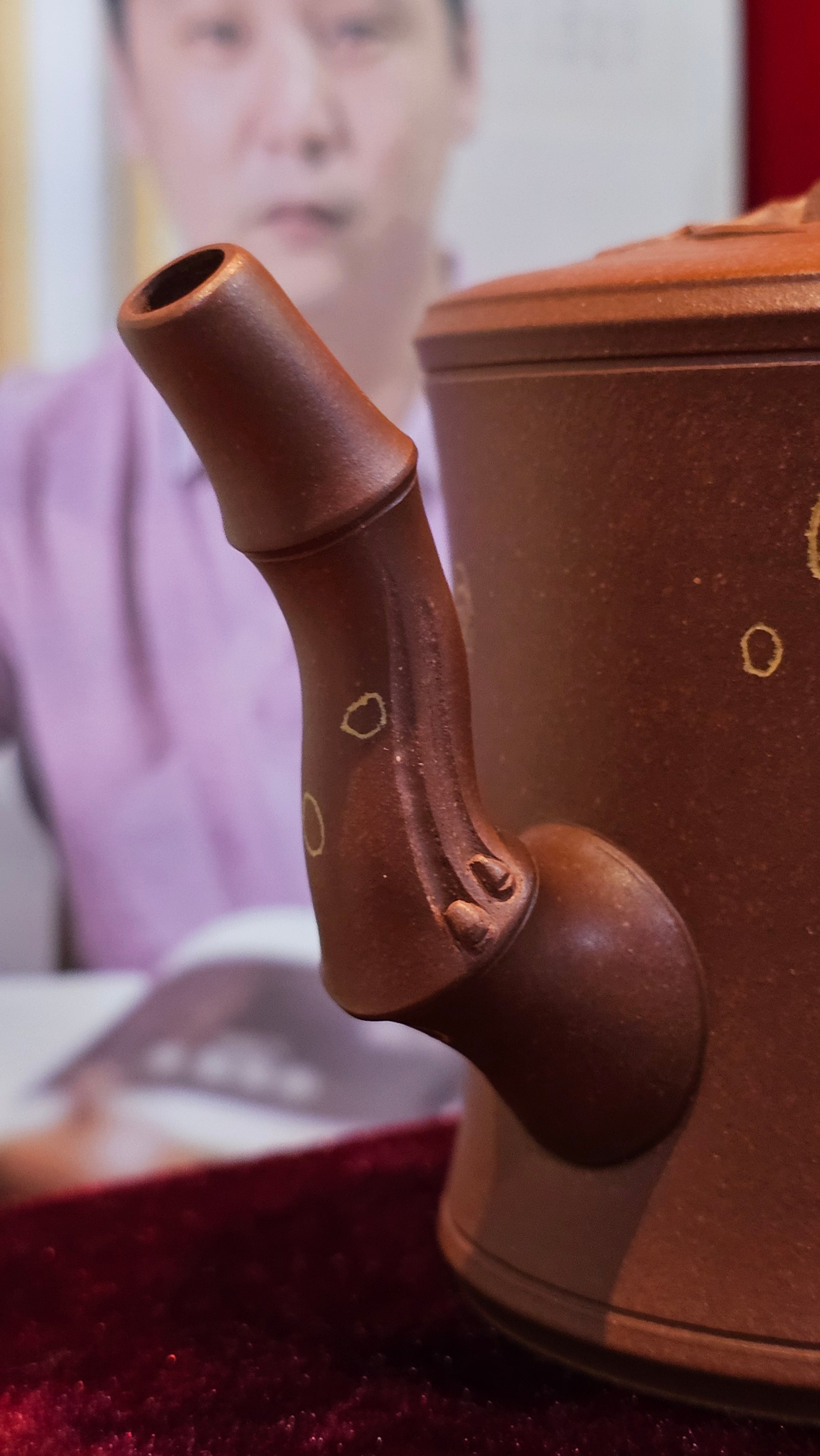 《湘妃竹段》"Xiang Fei Zhu Duan", 244.8ml, Di Cao Qing Zi Ni with Duan Ni Clay embellishments for the characteristic "Xiang Fei Bamboo" Patterns, by L4 Assoc Master Yu Chun Lei 俞春雷 ~!Congratulations to Kungfu Master J.G.! 1122hrs 23rd Nov 2025, New Orleans! LA!