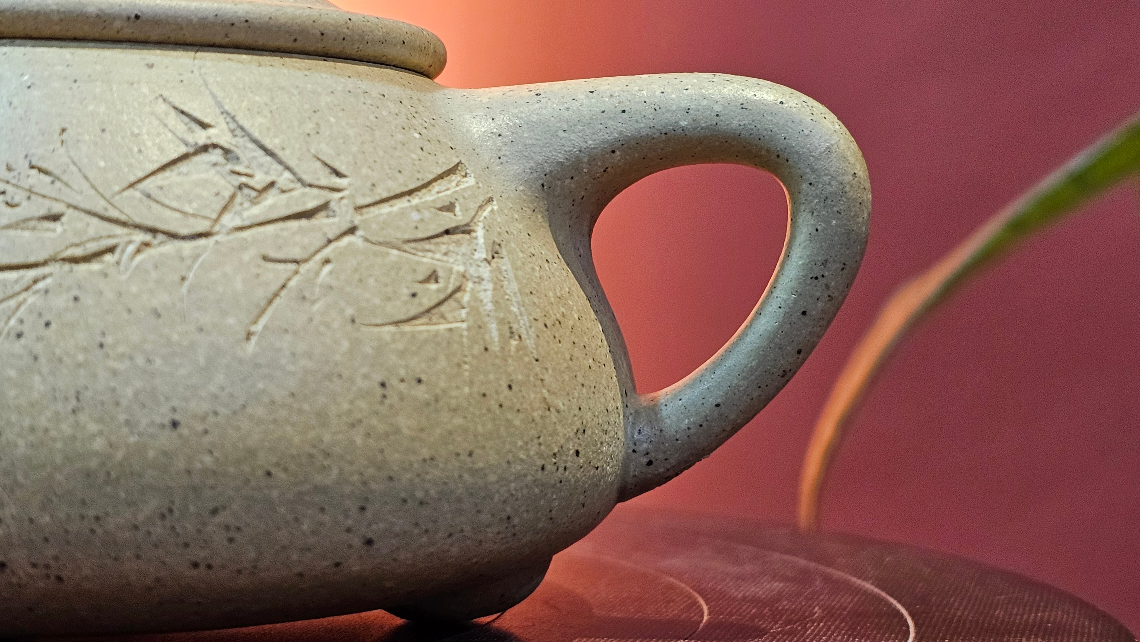 Jing Zhou Shi Piao 景舟石瓢, Zhi Ma Duan Ni 芝麻段泥, 186.8ml, by Craftsman Gu Xiao Ming 顾小明; Engraving of Bamboo & Poem in Kai Shu 竹与诗词(楷书)刻绘 by Craftsman Ruo Xi 若兮 ~ Congratulations!to Mr M.B.! 0132hrs 26th Nov 2025, Los Angeles! CA!