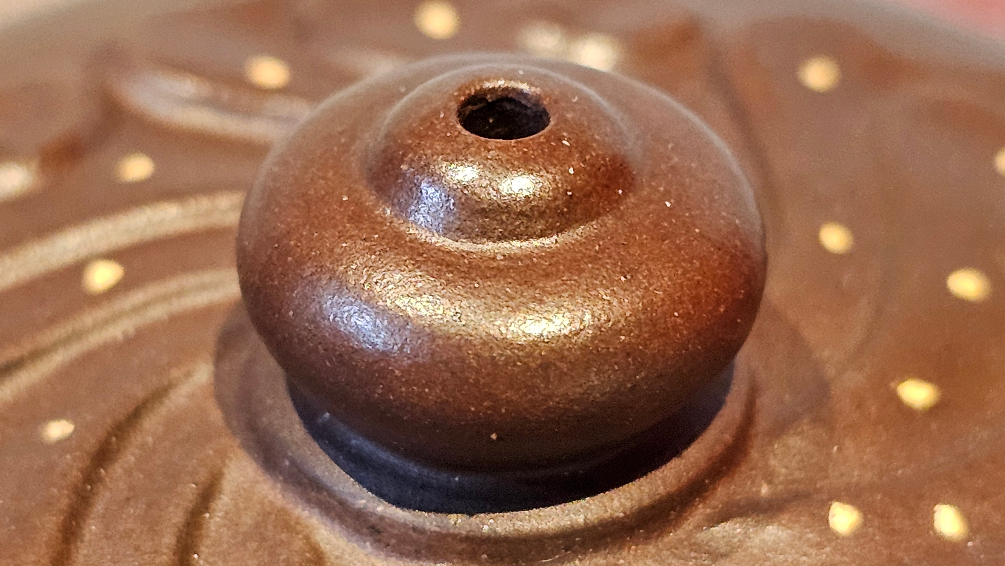 《禅莲宝瓶》"Chan Lian Bao Ping", 215.9ml, High Fired ~ Gao Wen Zi Ni, Ornate Ru Yi Motif Clay Sculpting! with Gold Appliqué! ~ Brand New Design & Crafted by L3A Consummate Master Artist Li Yan Ru ~ Congrats to Mr J.G.! 1235hrs 29th Nov, New Orleans! LA!