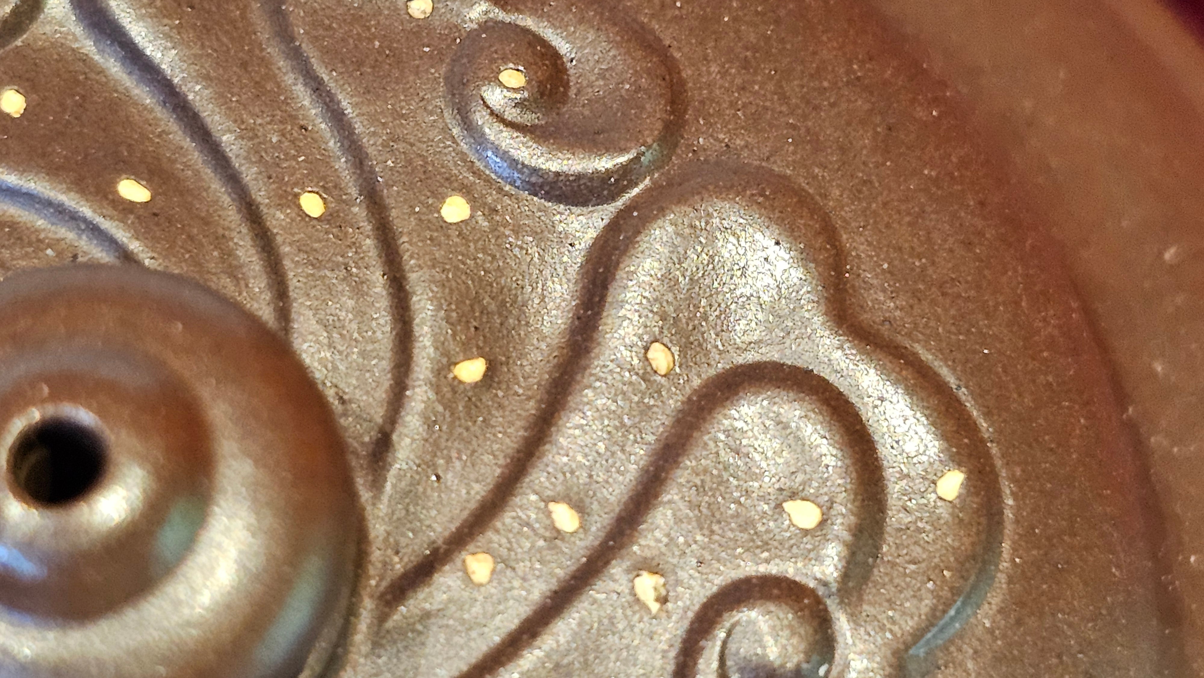 《禅莲宝瓶》"Chan Lian Bao Ping", 215.9ml, High Fired ~ Gao Wen Zi Ni, Ornate Ru Yi Motif Clay Sculpting! with Gold Appliqué! ~ Brand New Design & Crafted by L3A Consummate Master Artist Li Yan Ru ~ Congrats to Mr J.G.! 1235hrs 29th Nov, New Orleans! LA!