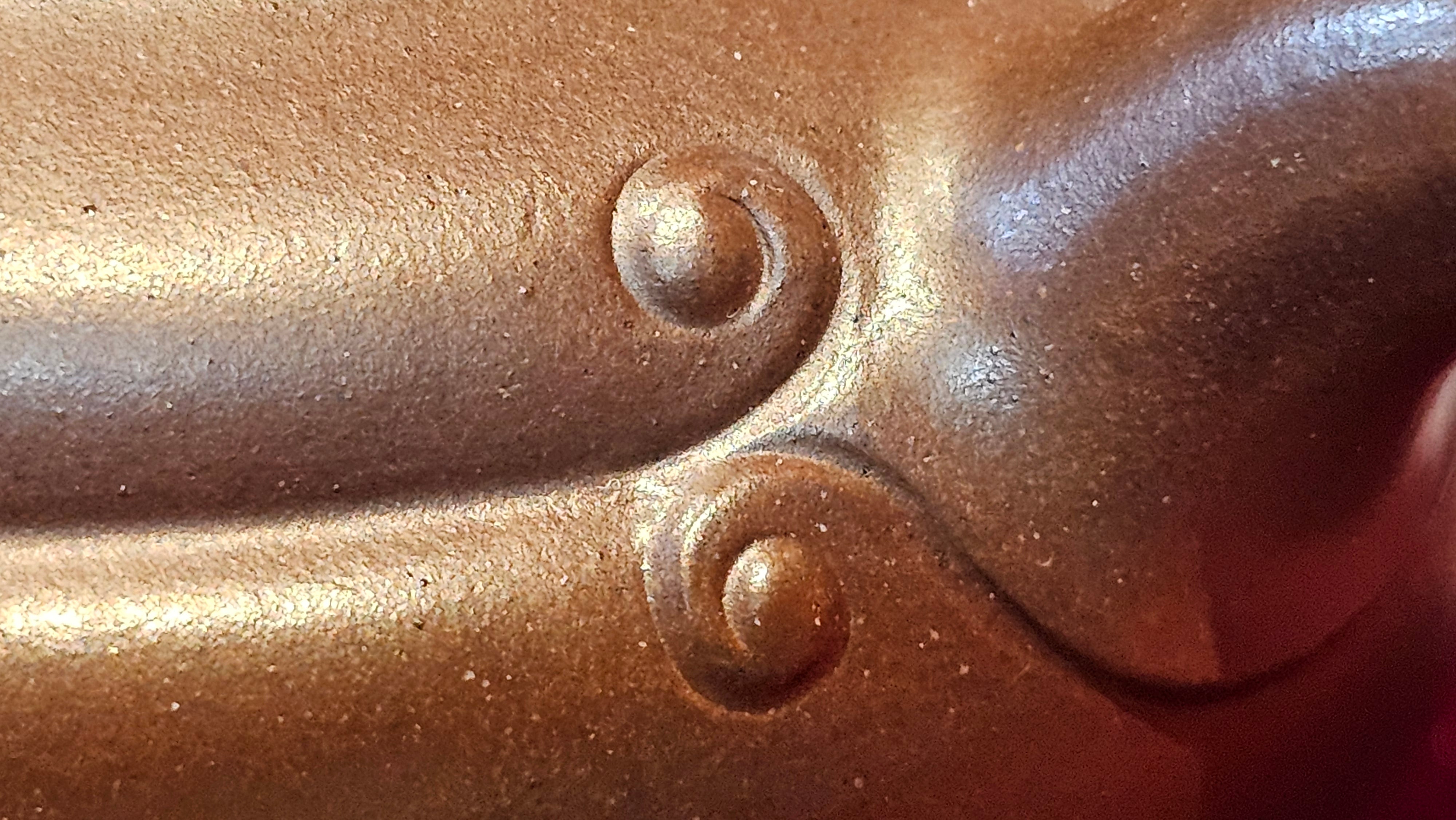 《禅莲宝瓶》"Chan Lian Bao Ping", 215.9ml, High Fired ~ Gao Wen Zi Ni, Ornate Ru Yi Motif Clay Sculpting! with Gold Appliqué! ~ Brand New Design & Crafted by L3A Consummate Master Artist Li Yan Ru ~ Congrats to Mr J.G.! 1235hrs 29th Nov, New Orleans! LA!