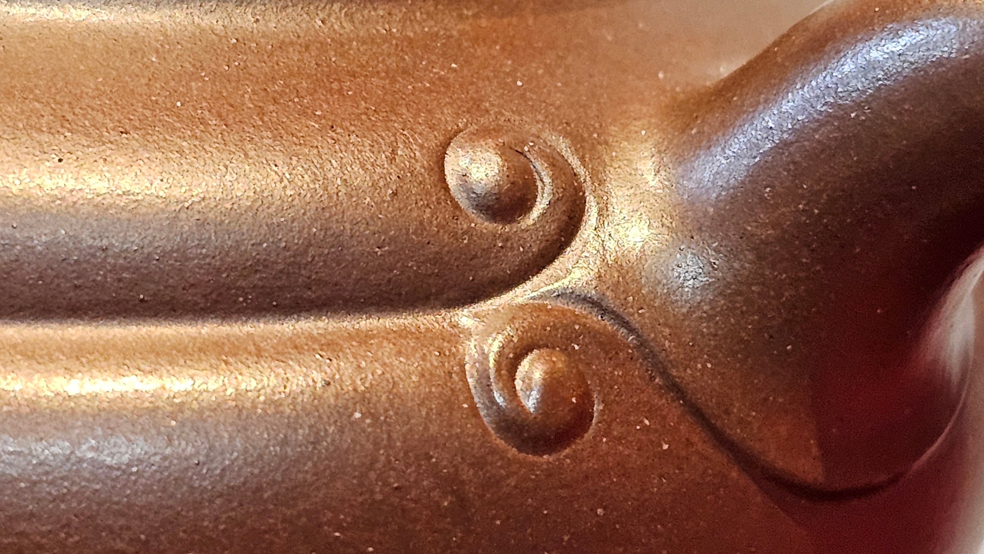 《禅莲宝瓶》"Chan Lian Bao Ping", 215.9ml, High Fired ~ Gao Wen Zi Ni, Ornate Ru Yi Motif Clay Sculpting! with Gold Appliqué! ~ Brand New Design & Crafted by L3A Consummate Master Artist Li Yan Ru ~ Congrats to Mr J.G.! 1235hrs 29th Nov, New Orleans! LA!