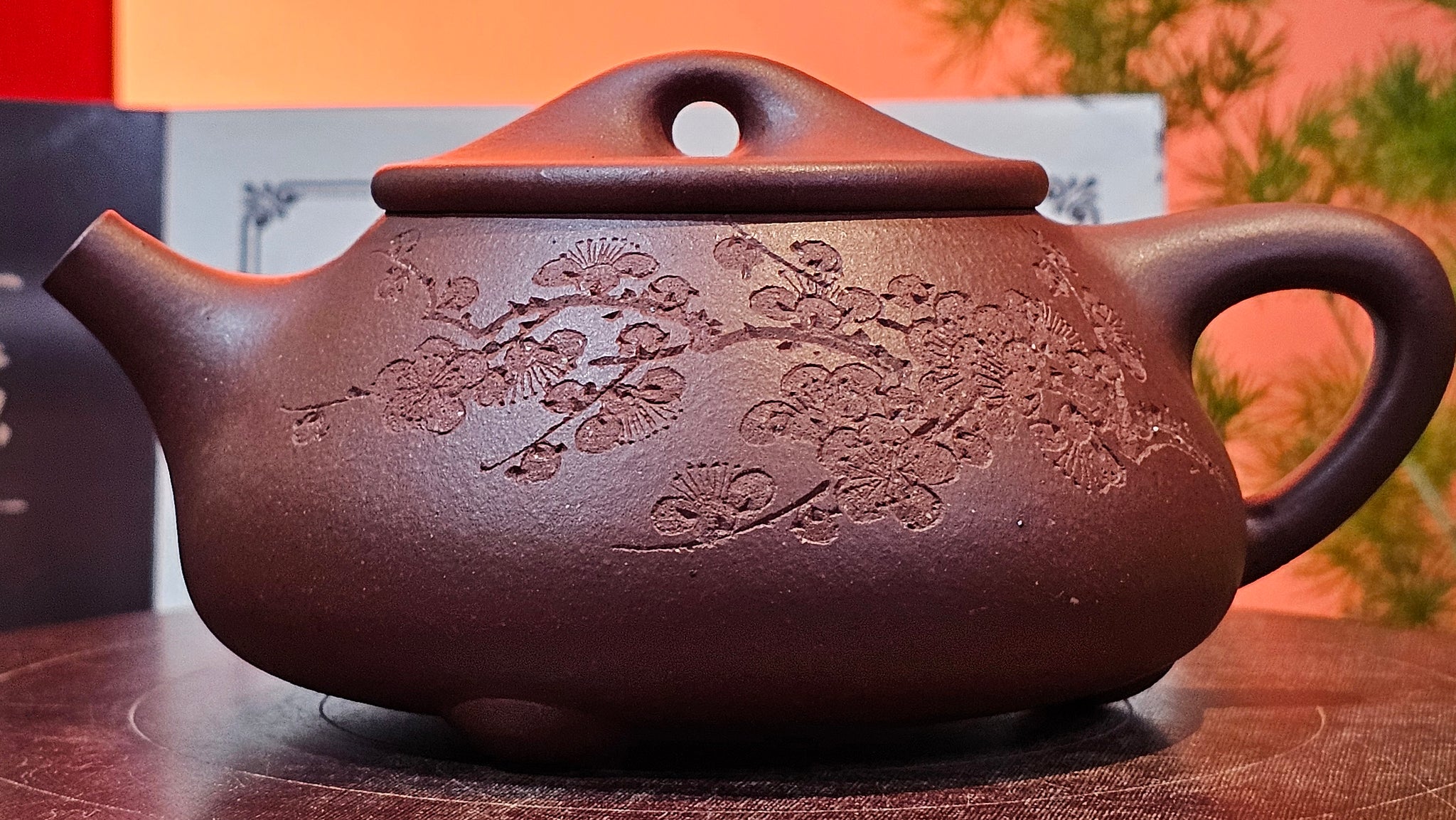 中国美術 鐡画軒 紫泥 刻題詞 筆筒 文房四宝(K-YC564) 中国美術 鐡画軒